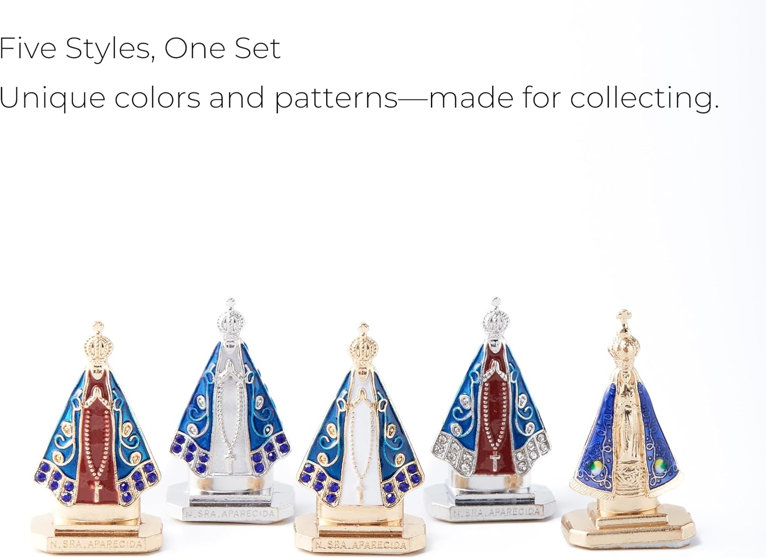 Nossa Senhora Aparecida Miniature Statue Set of 5 &ndash; Brazilian Virgin Mary Figurine for Home Altar, Car Dashboard, Collectible Display, and Devotional D&eacute;cor image number 3