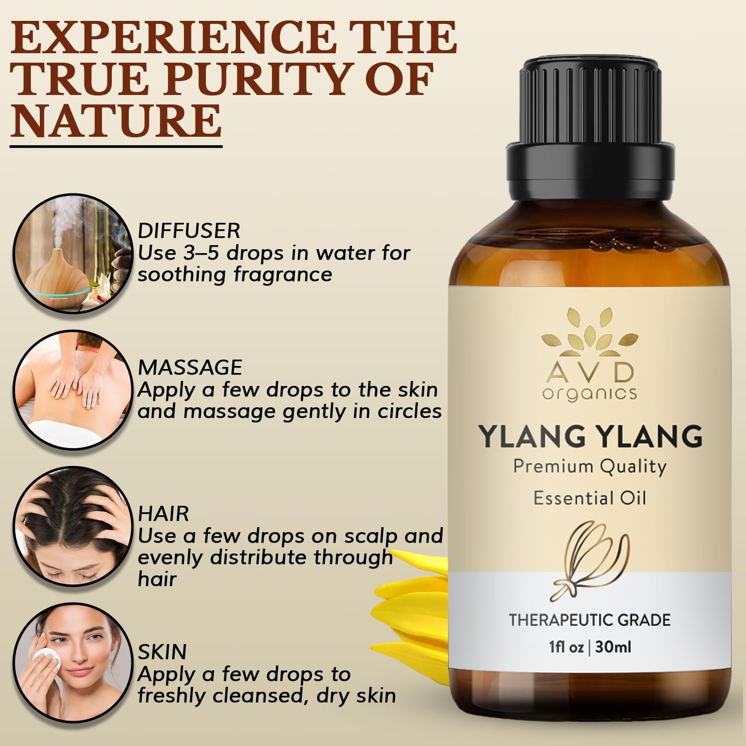AVD Organics Ylang Ylang Essential Oil 30Ml &ndash; 100% Pure, Natural & Undiluted Ylang Ylang Oil for Diffuser, Candles, Aromatherapy & Home Fragrance &ndash; 1 Fl Oz image number 5