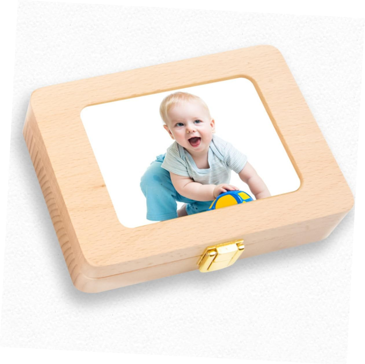 Teeth Keepsake Box Wooden Frame Storage Container for Teeth Souvenirs with Japanese Stickers for Boys image number 2