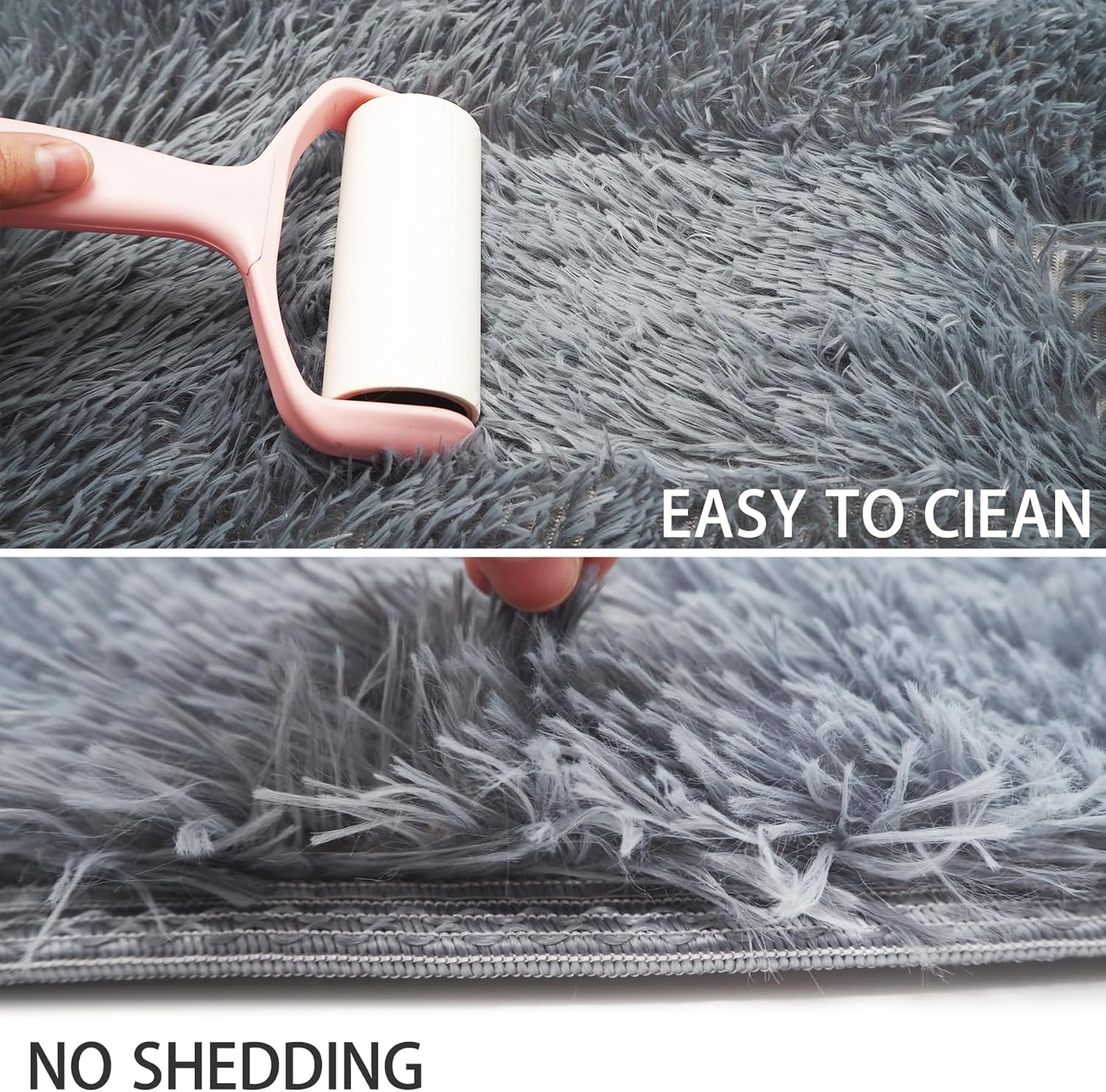 Fluffy Area Rugs for Bedroom Living Room, Anti-Slip Fuzzy Shaggy Soft Plush Carpet, 140X200Cm Indoor Solid Color Floor Rug for Kids Girl Boy Playroom Home Dorm Decor Aesthetic (Grey, 200X140Cm) image number 5