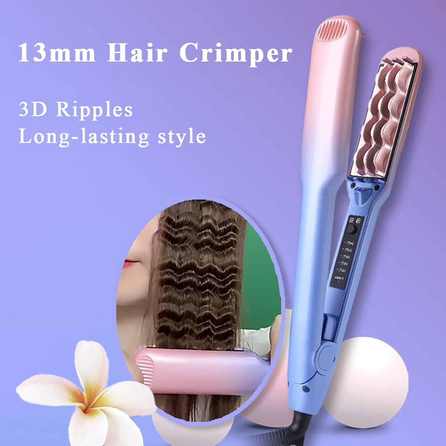 3D Ripples Hair Crimper Hair Fluffy Corrugated Curler 5-Level Temperature Volumizing Iron Styling Tools for Men and Women image number 5