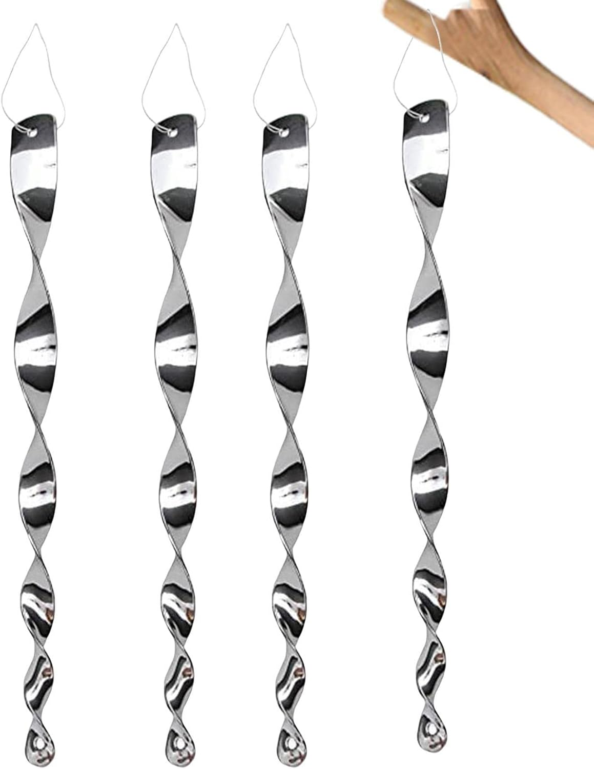 Bird Reflector | 4/8/ Woodpecker Bird Scare Devices - Silver Ornamental Spinner Deterrents Control Device Keeps Away, Bird Scare Rods for Garden Yard Wynott