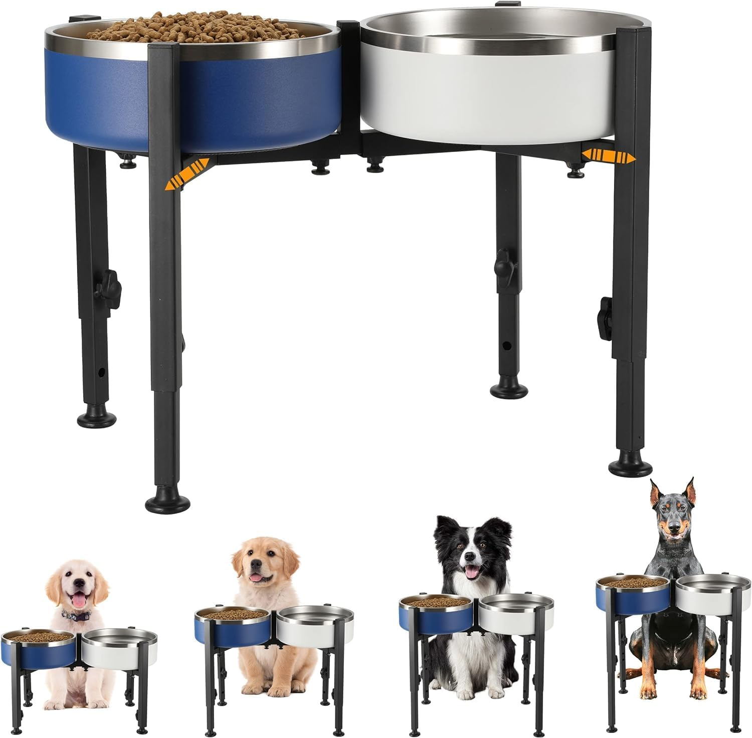 Dog Bowl Stand,Adjustable Elevated Dog Bowl Stand,2-In-1 Design Metal Dog Bowl Stand Adjustable Wide 7-11" Heights 7-12" for Large, Medium and Small Dogs(Bowl Not Included) image number 5