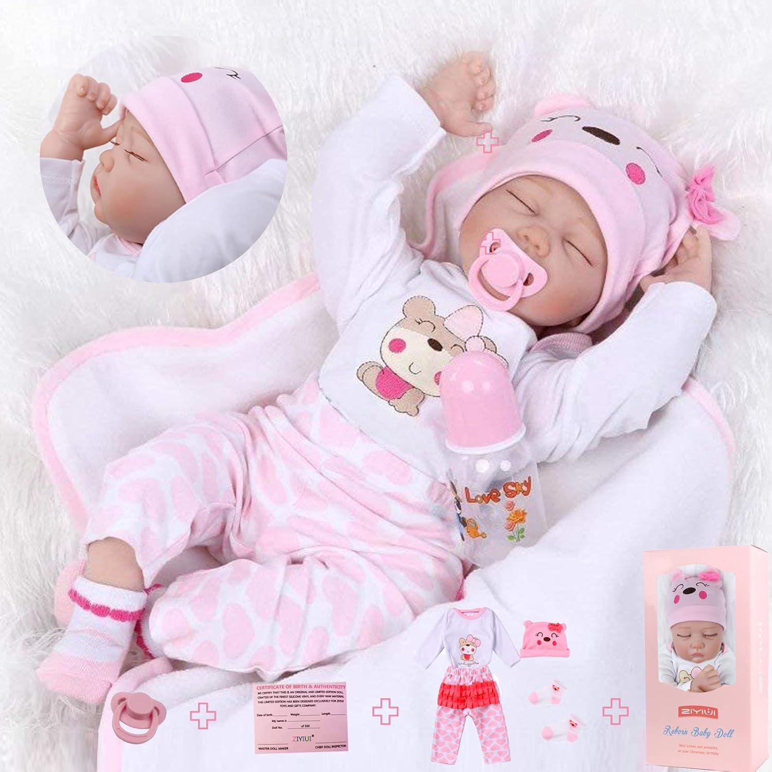 RUNGQIANY 22 Inches 55 Cm Realistic Reborn Doll Full Body Silicone Girl 22Inch Lifelike Baby Doll Silicone Vinyl Toy Birthday Gift Reborn Toddler Dolls Newborn Reborn Babies Toys Xmas Gift (22 Inch) image number 4