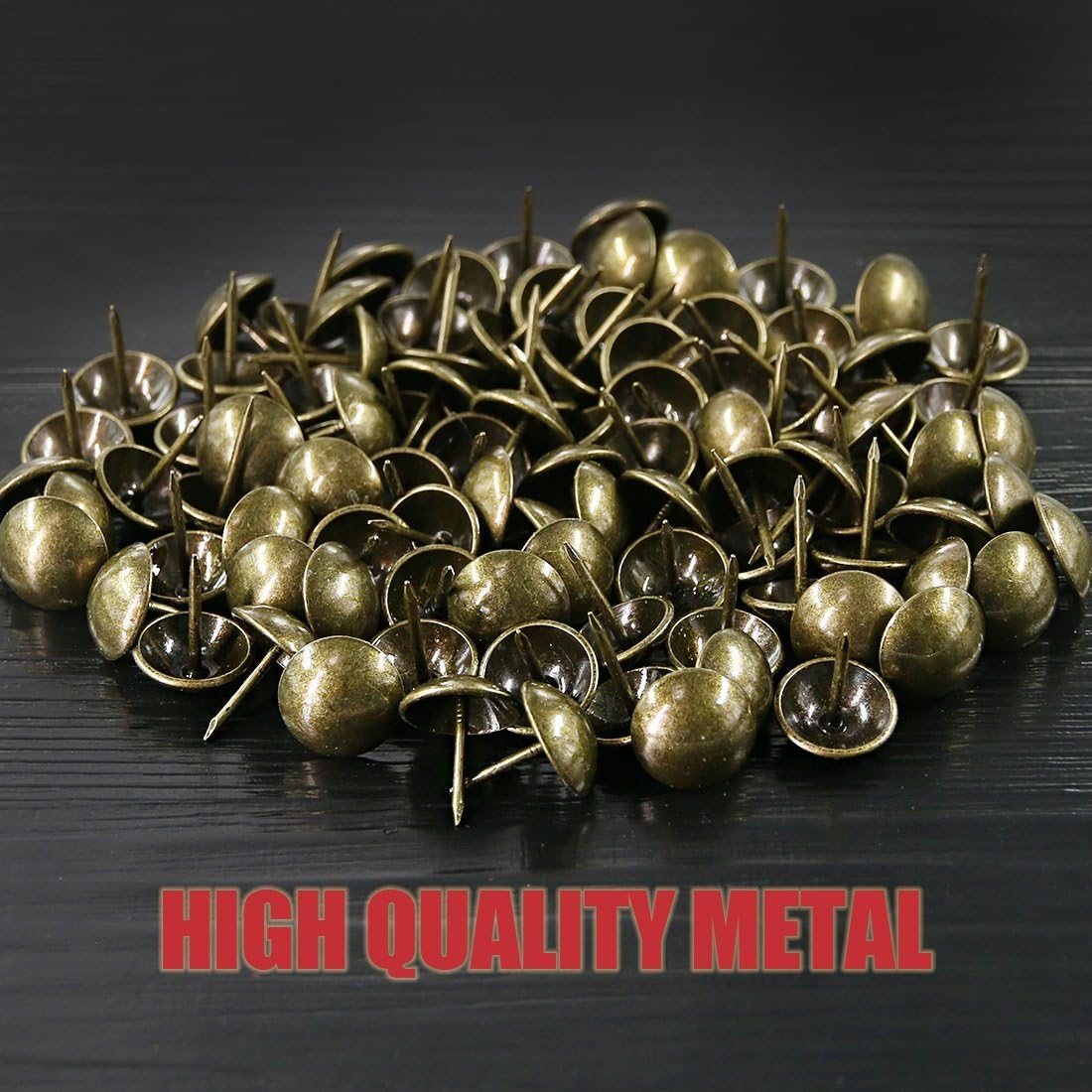 Hilitchi 200-Pieces 7/16''(11Mm) Antique Brass Tacks Bronze Nail Pins Upholstery Nail Tacks Furniture Thumb Tack Pins Assortment Kit (Bronze) - Bronze image number 4