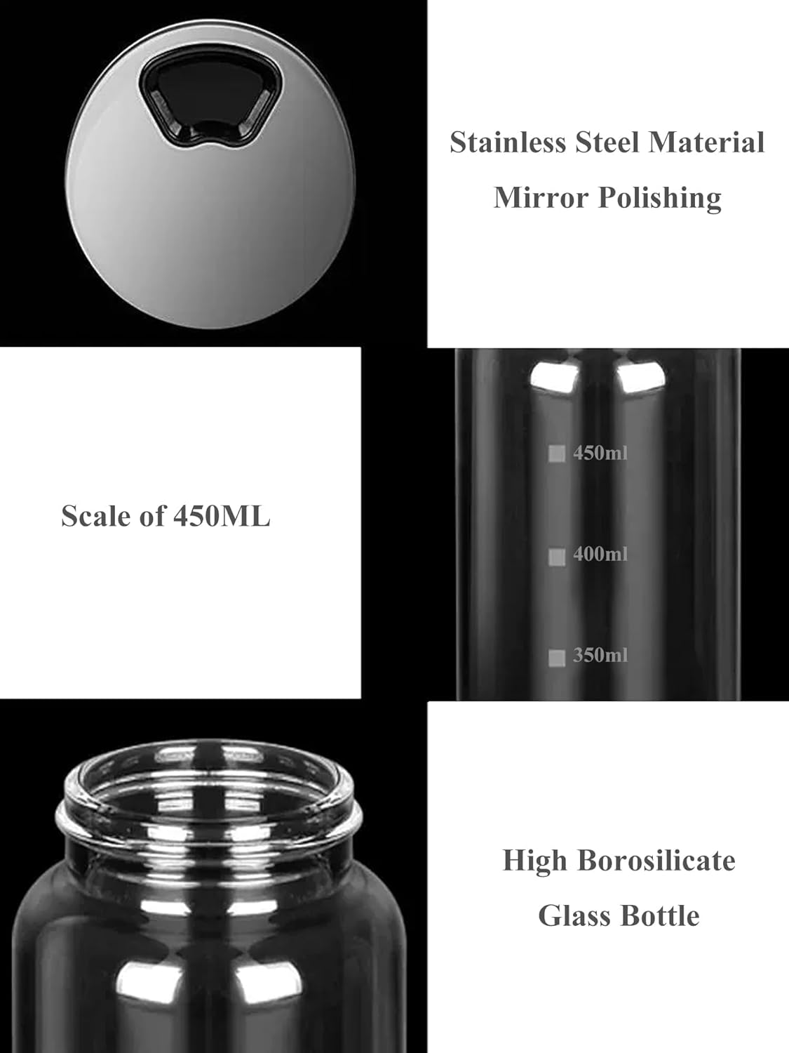 15 Oz Large Salt Pepper Shakers with Adjustable Outlet Holes Clear Glass Shaker Bottles Spice Seasoning Cans for Kitchen Decor and Home Restaurant BBQ Camping Farmhouse Kitchen Accessories (450 Ml) image number 6