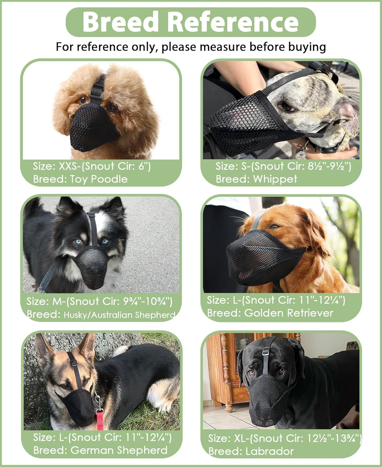 Mayerzon Dog Muzzle, Patented Soft Mesh Muzzle for Small Medium Large Dogs for Scavenging Biting Licking and Chewing, Allows to Pant and Drink (L, Black) image number 1