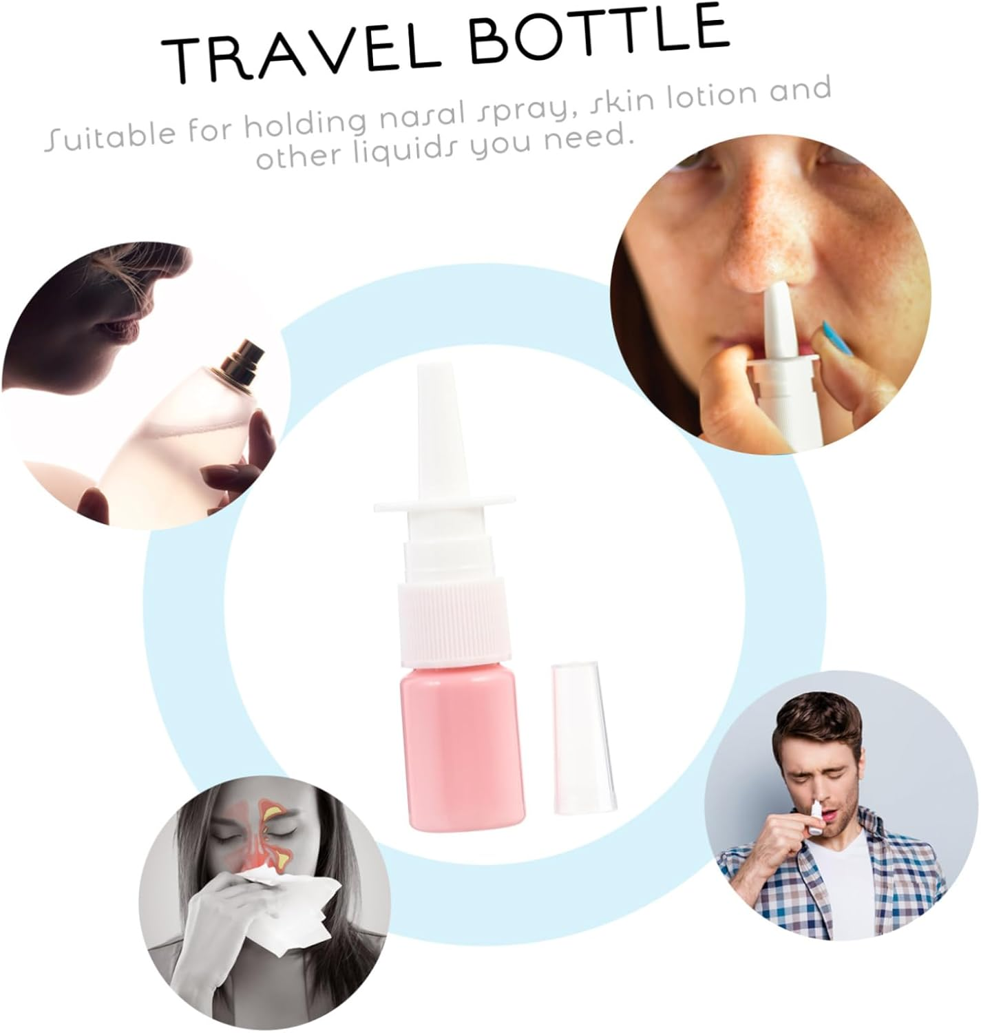 FRCOLOR 50Pcs 5Ml PET Nasal Spray Bottle Set Small Empty Refillable Travel Bottles for Saline Water Essential Oils Skin Lotion image number 5