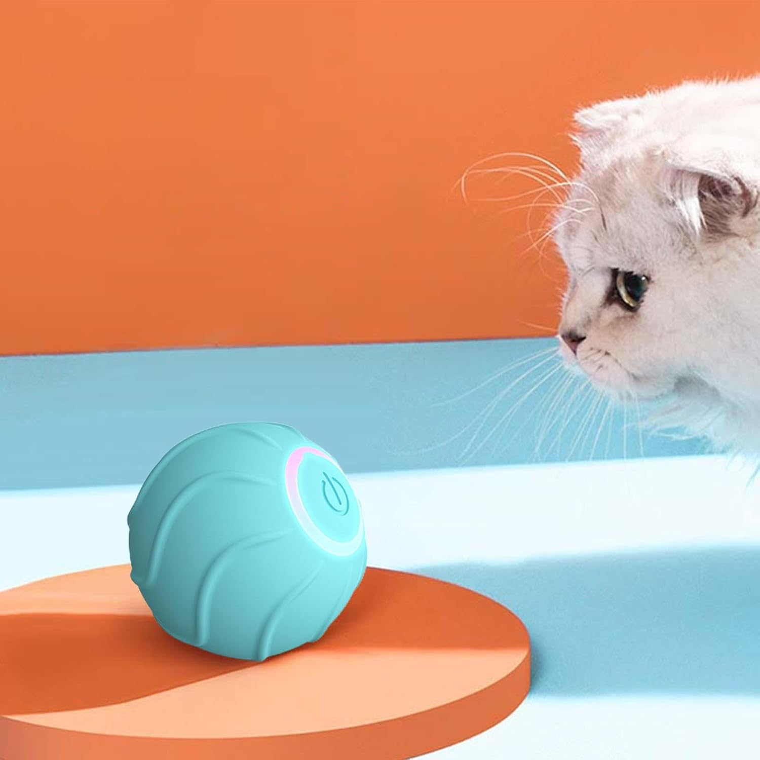 Power Ball Cat Toy - Automatic Moving Ball with Super Driver | USB Rechargeable Rotating Ball, Motion Activate Electric Cat Toy, Pets Smart Electric Cat Toys for Stiulate Hunting Instinct Pouxa image number 5