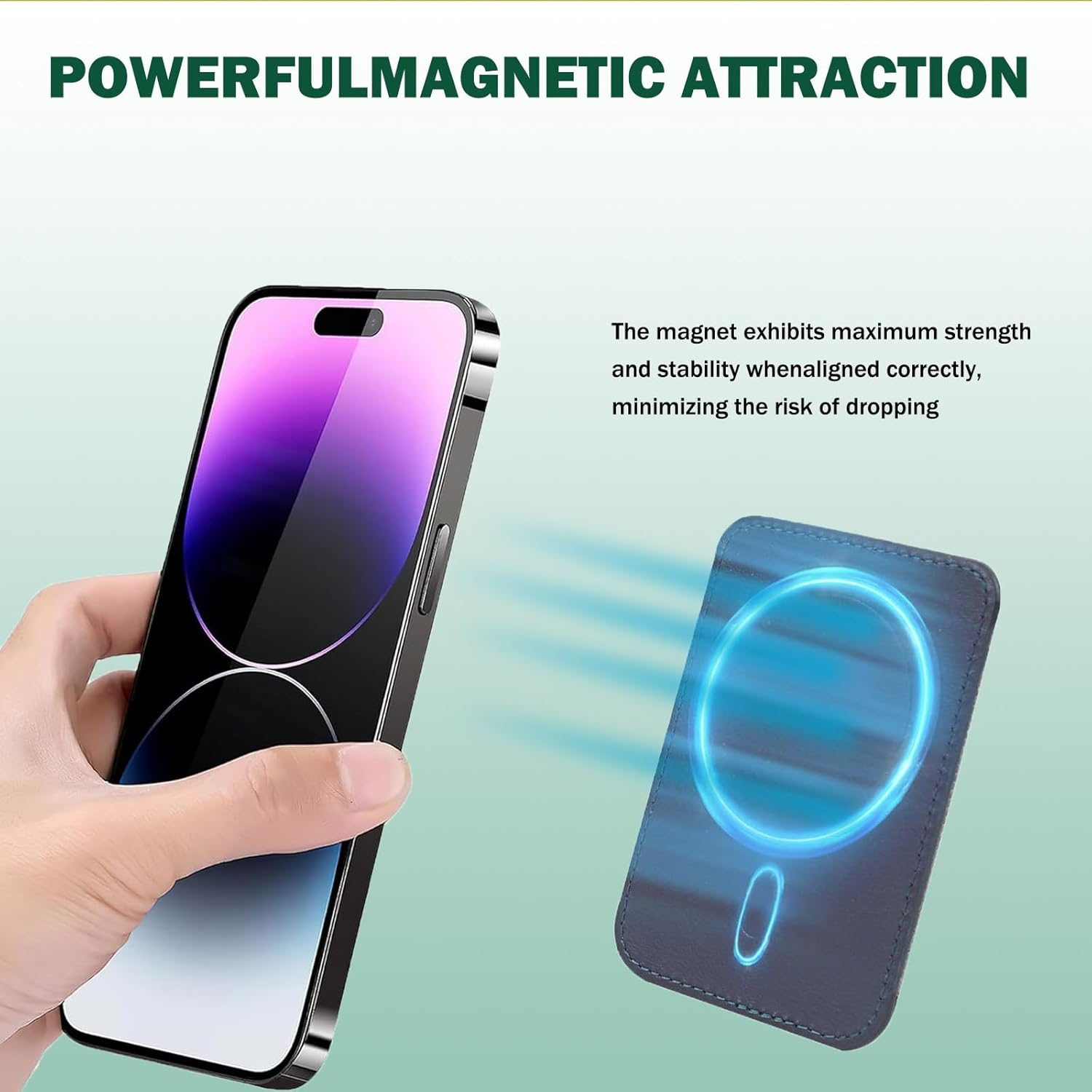 FISH DRAGATE Magnetic Card Wallet, Magsafe Wallet, Magnetic Card Holder Fit 7 Cards, Mag-Safe Leather Wallet, Wallet for 12/13/14 Magsafe Wallet