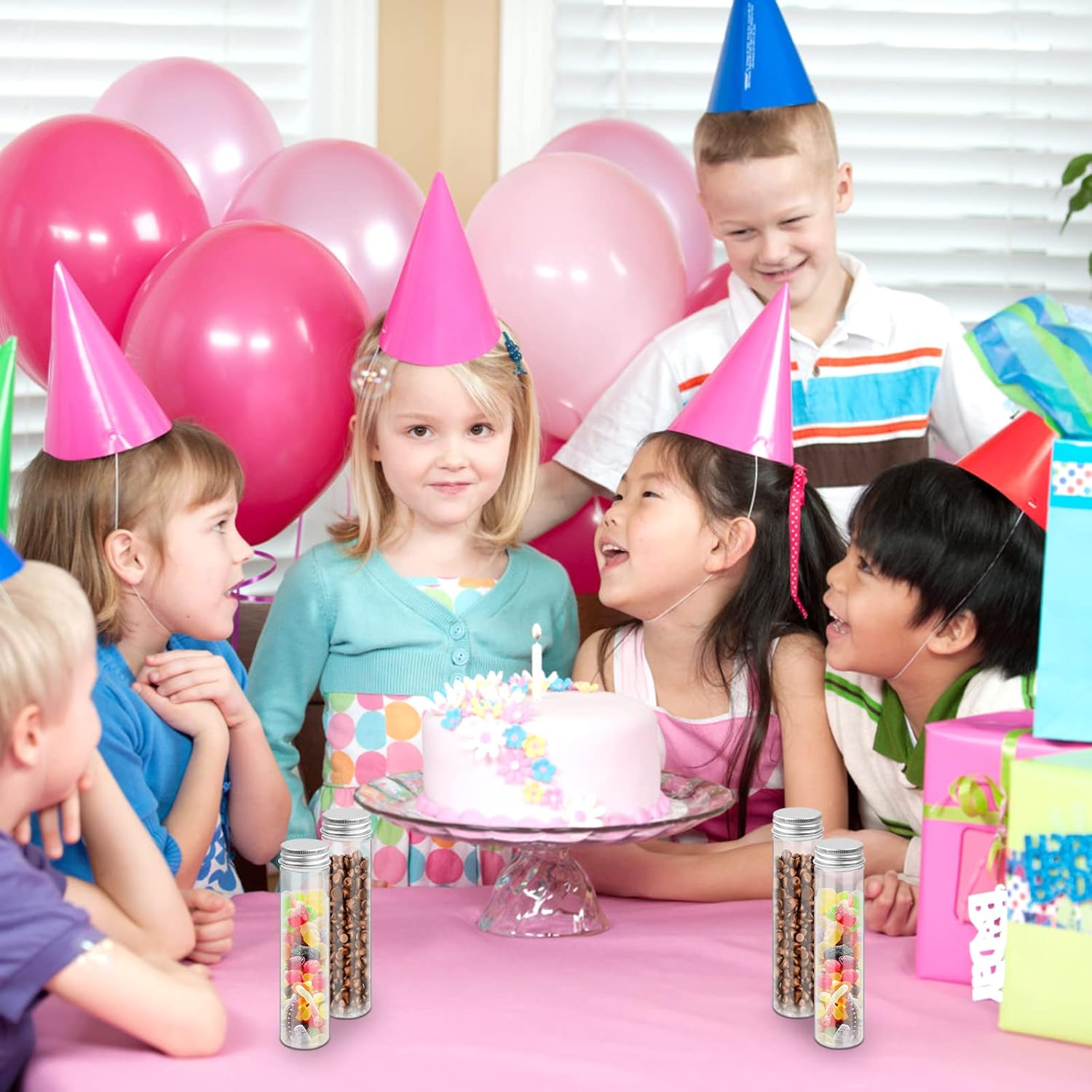 12 Pcs Clear Plastic Test Tubes with Screw Lid Caps, 110Ml Sample Test Bottle Storage Container Tubes for Laboratory Scientific Experiments Plant Cultivation Party Decoration Candy Salt Storage image number 5