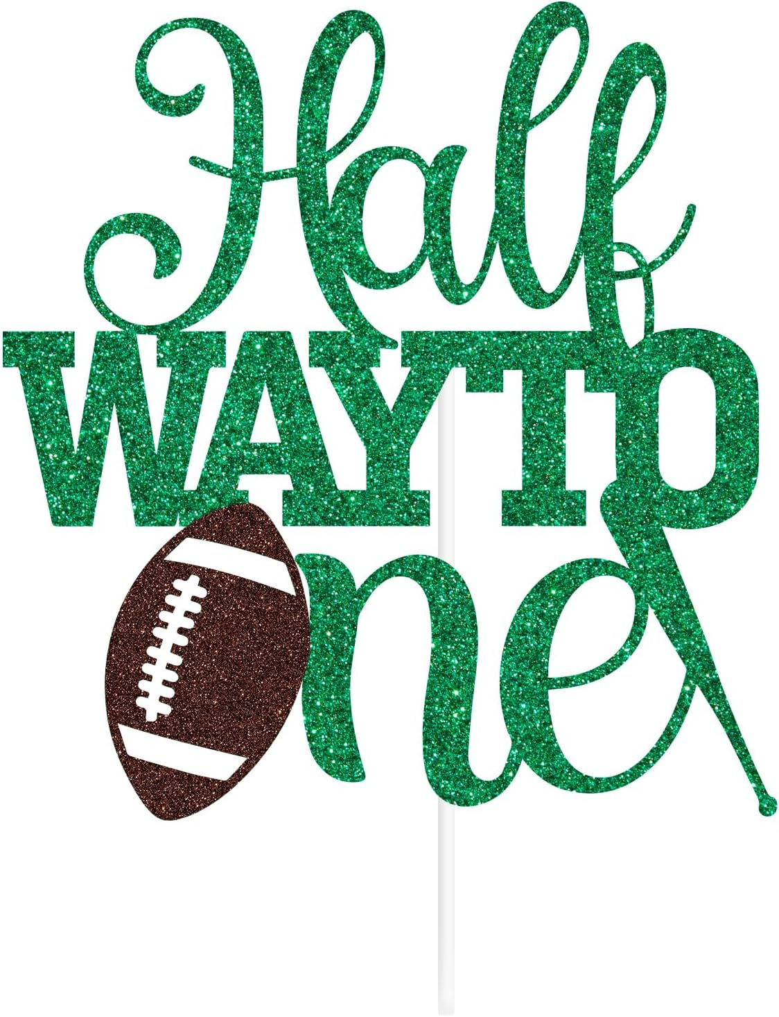 Green Glitter Half Way to One Cake Topper, It'S My 1/2 Birthday/1/2 Way to One, Soccer Football Themed Baby'S 6 Months Birthday Party Decorations for Baby Boys Girls image number 1