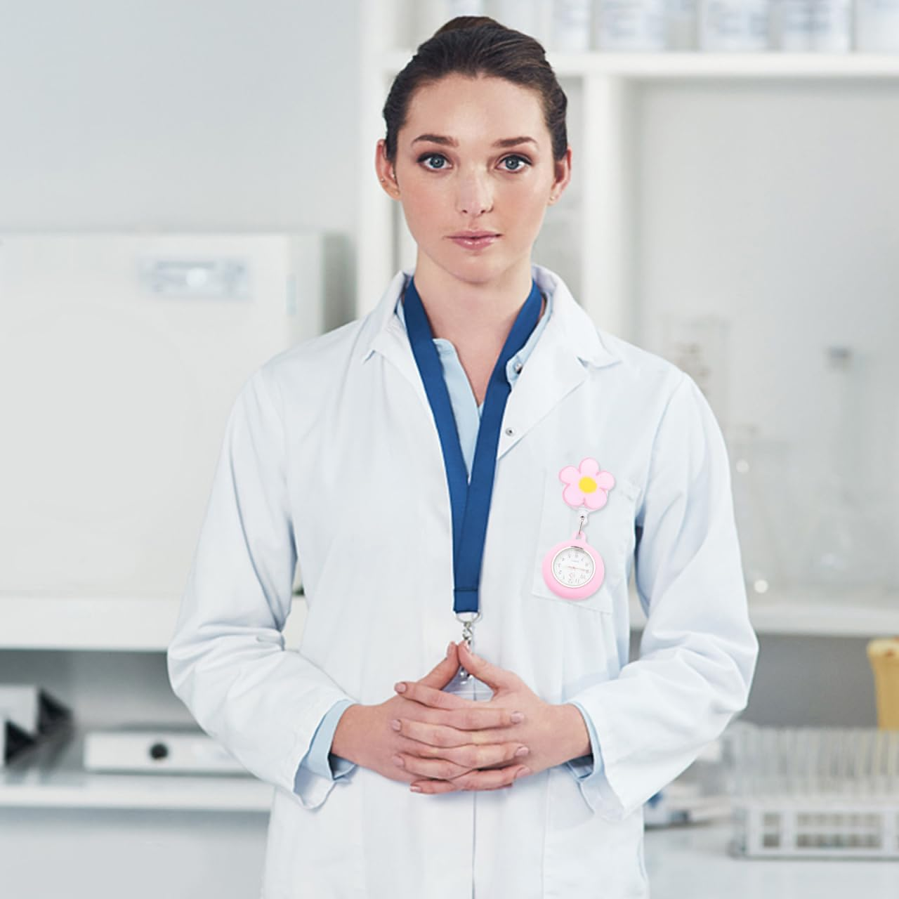 Gatuida Pocket Watch Clip on Watch Cover Fob Watch Digital Nurses Watch Digital Watches for Women Lapel Pin Watch Hanging Watch Miss Pearlescent Reel Quartz