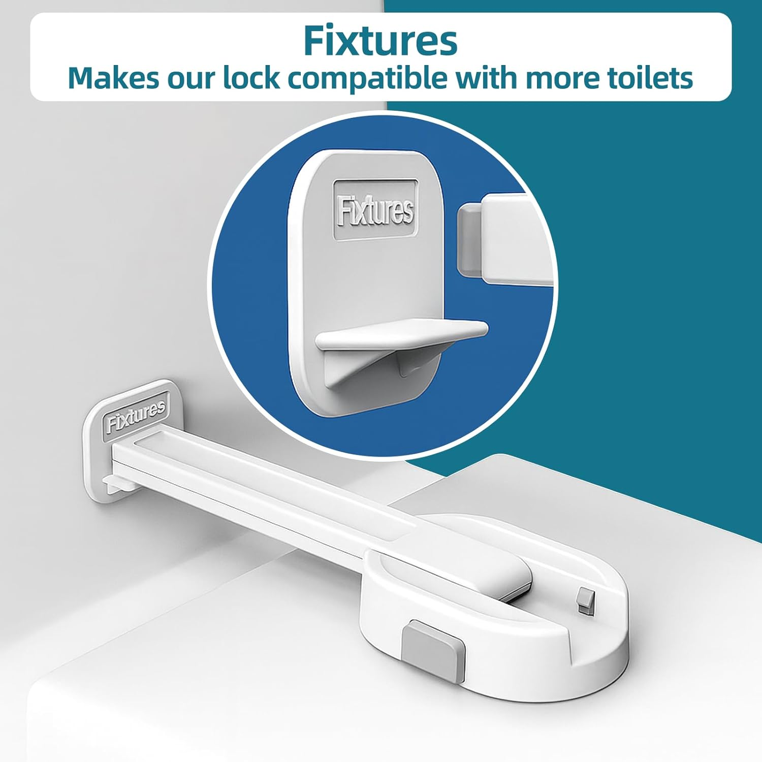 Baby Safety Toilet Lock for Most Standard Toilet Lids, Childproof Toilet Seat Locks with 3M Adhesive, No Tools Needed & Easy to Install (White, 1-Pack) image number 2