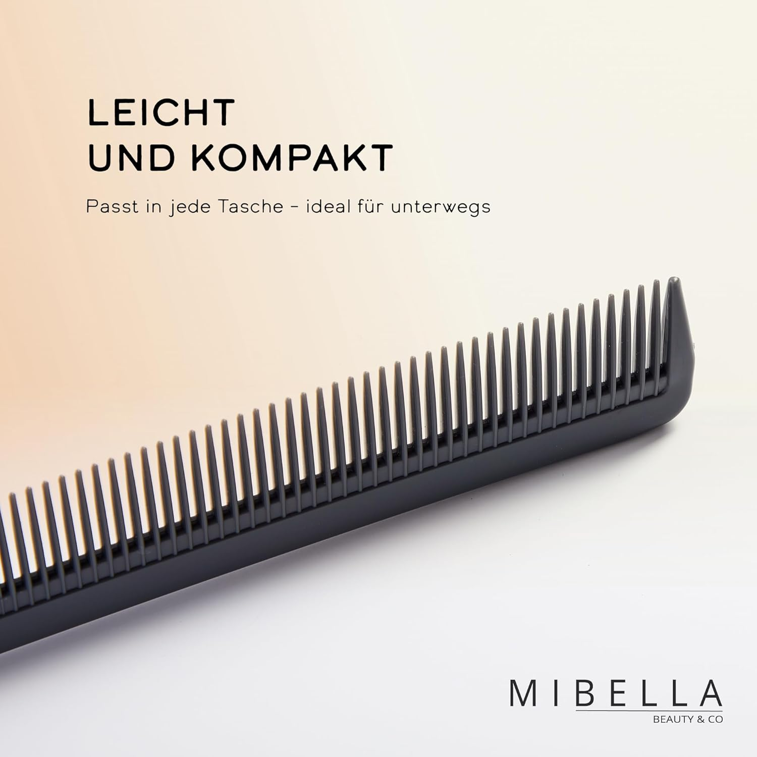 MIBELLA BEAUTY & CO Styling Comb for Men and Women - 2 Teeth Comb Fine Comb for All Hair - Hair Cutting Comb for Professional Use Even at Hairdressers 21 Cm