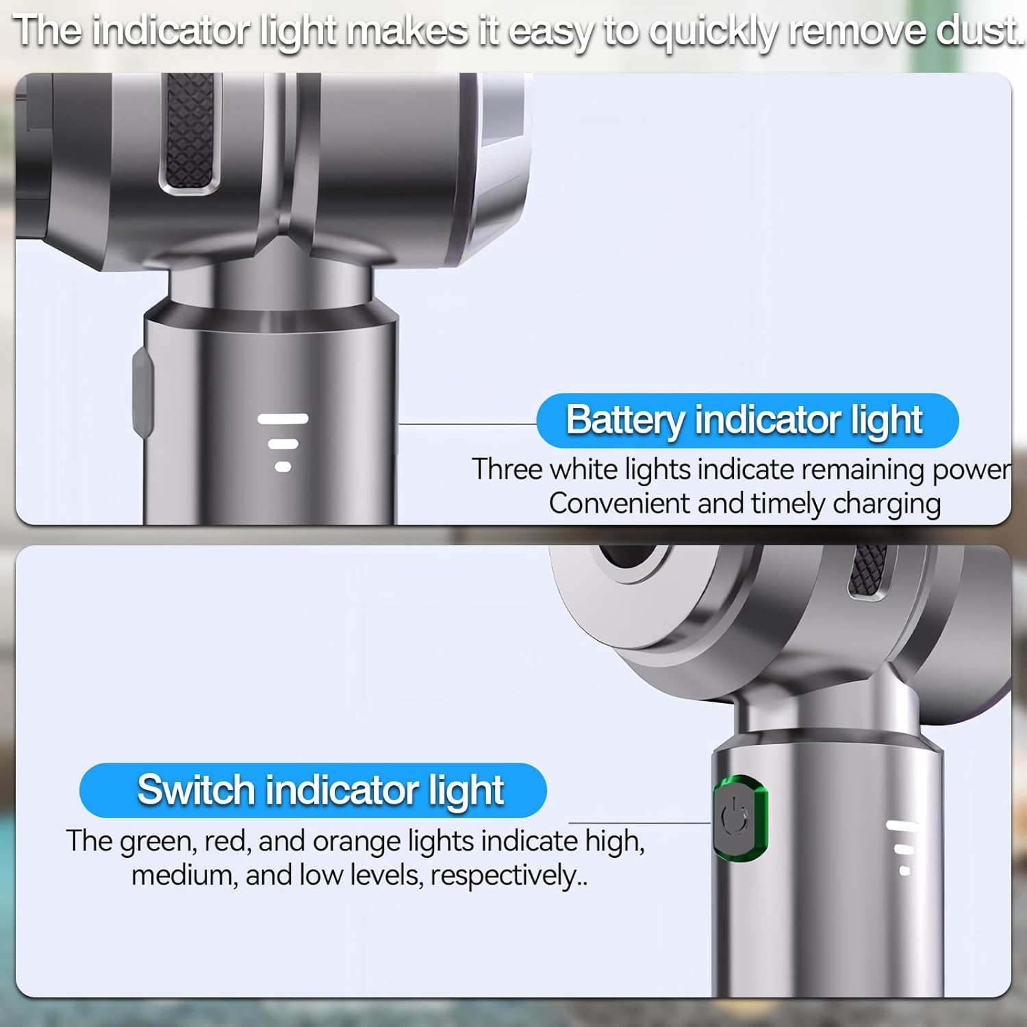 Car Vacuum Cleaner, 4 in 1 Cordless Handheld Vacuum Cleaner, 22000PA High Power Mini Vacuum Cleaner, Rechargeable Handheld Vacuum,Portable Cordless Compressed Air Duster Air Blower for Car Home image number 3