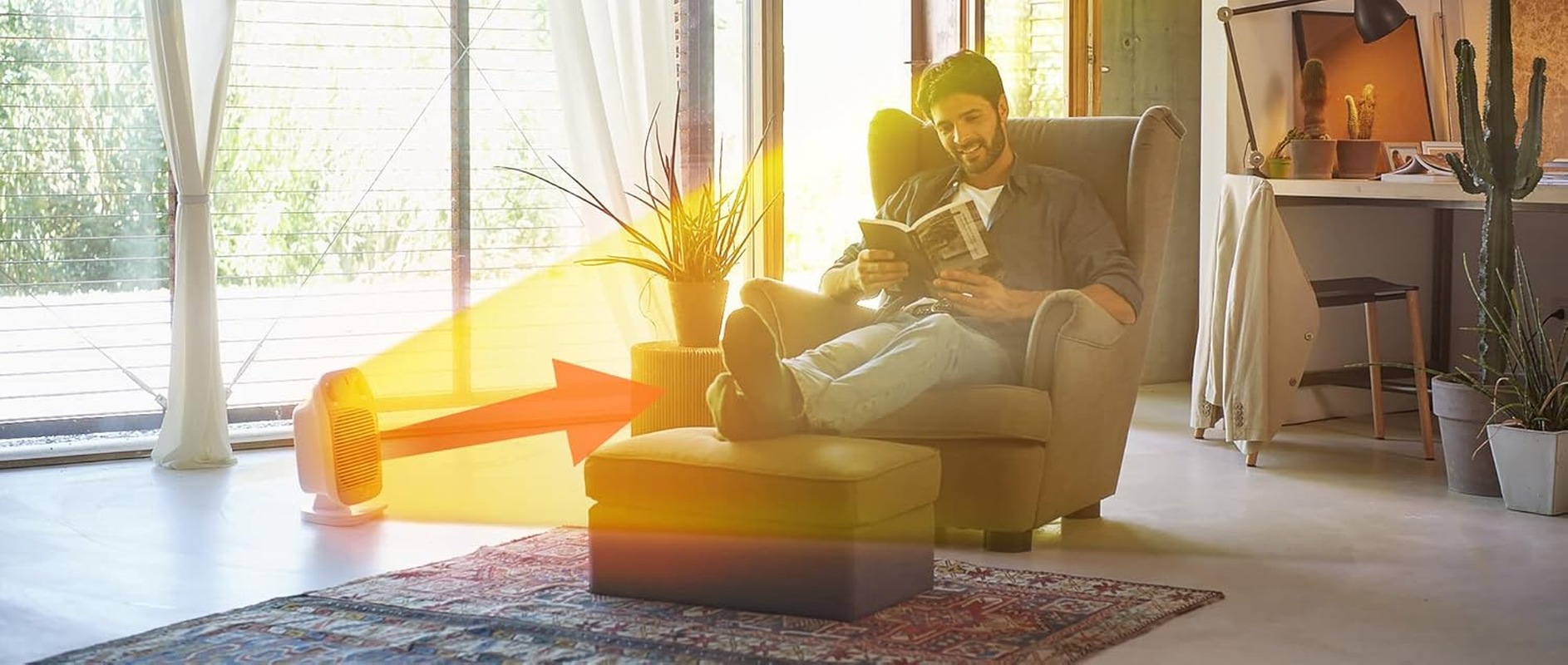 De'Longhi Hva 3220 Vertical Fan Heater, Noiseless, 2 Power Levels, Drip Protection, Thermostat, Handle, Frost Protection, Double Insulation, White image number 4