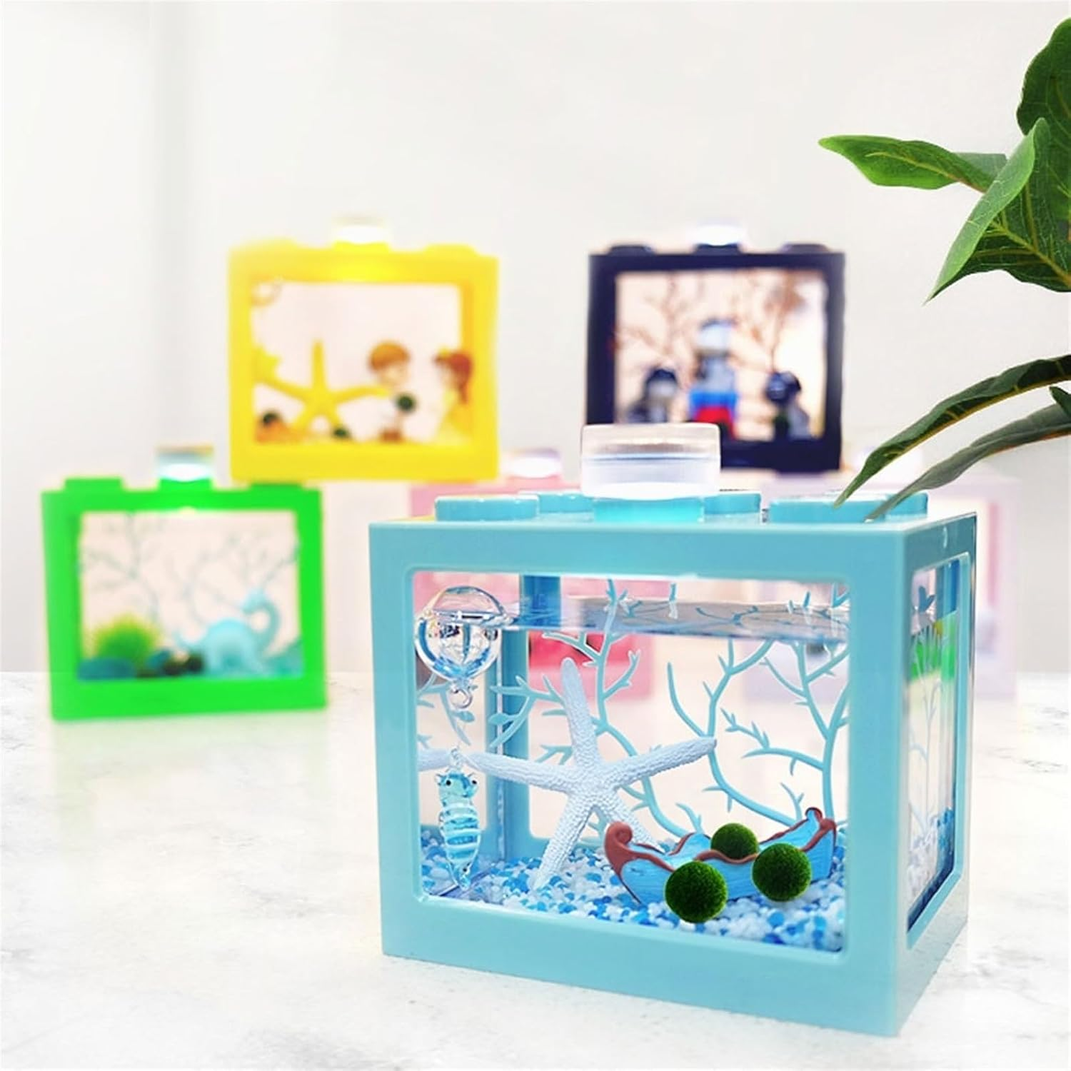 Aquariums Tank for Aquariums with Algae Ball Micro Landscape Fish Tank Acrylic Ecological Aquarium Tank Small Aquatic Plant Small Fish Tank Fish Bowl