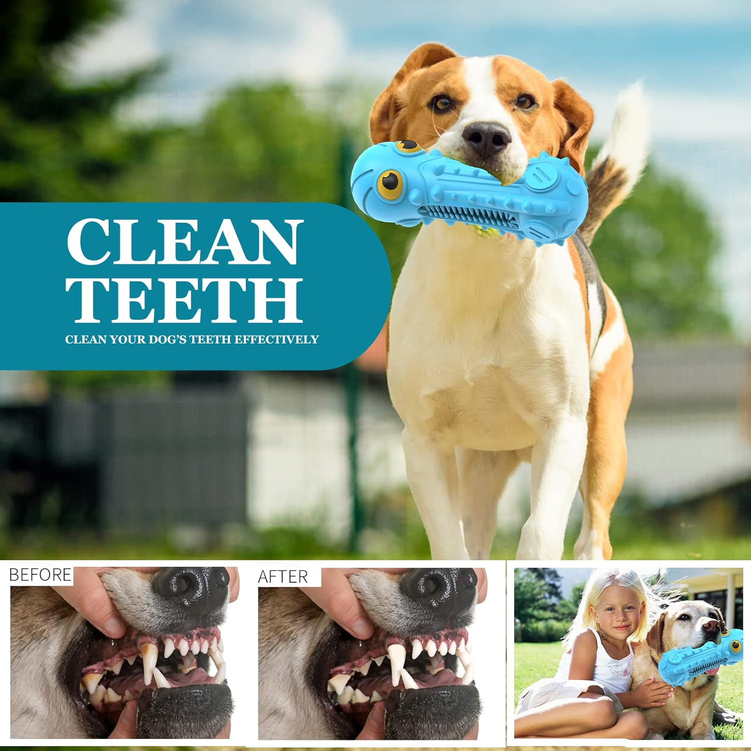 ZIKATON Dog Squeaky Toys for Aggressive Chewers, Durable Dog Chew Toys for Large Medium Breed Dog, Dog Toys, Tough Durable Dogs Toys with Natural Rubber (Bule, for Larege Dogs) image number 2