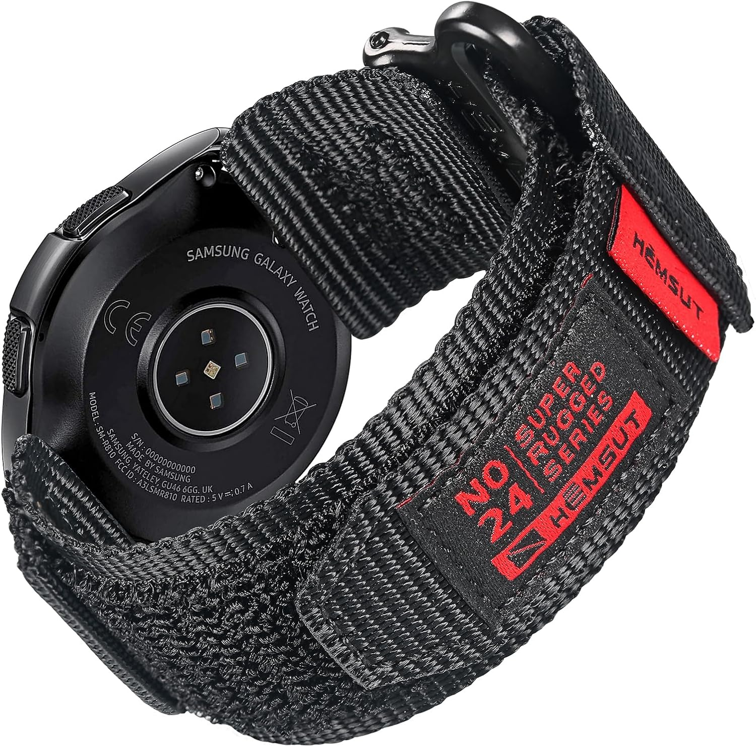 HEMSUT Wide Nylon Hook & Loop Watch Band with Metal Buckle, Quick Release 20Mm/22Mm for Outdoor Sports Smartwatches