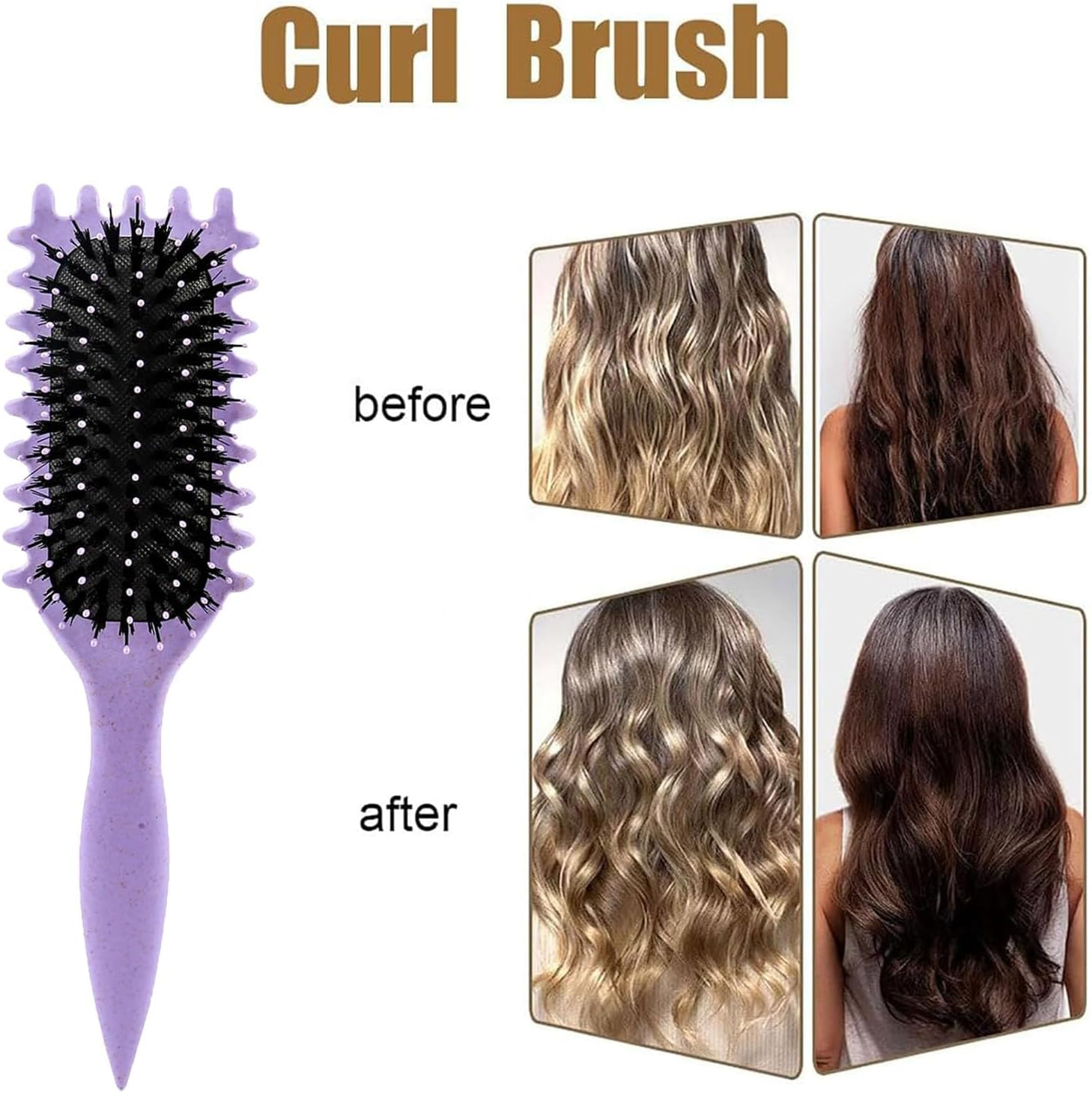 Curly Hair Brush, Curl Comb, Curl Define Styling Brush for Curly Hair, Curly Hair Brush, Curl Define Styling Brush, 2024 New Curly Hair Brush for Detangling for Combing Men and Women (Purple) - Beige_Style3 image number 2