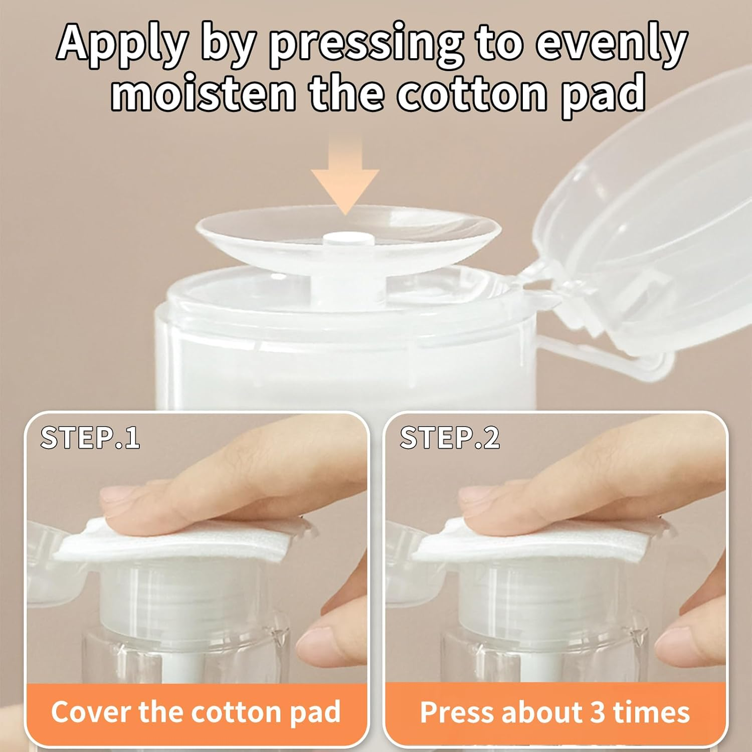 2 Pack Push down Pump Dispenser Bottle 300Ml Refillable Empty Bottle for Alcohol Makeup Remover Nail Polish Cleanser Travel Use Clear image number 5