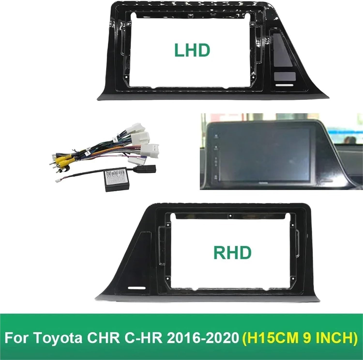 Car Radio Frame Fit for Toyota CHR 2016-2020 9Inch Car Radio Fascias GPS MP5 Stereo Player 2 Din Head Unit Panel Radio Dash Bezel(Farme Cable RHD 15CM) - Farme Cable Lhd 15Cm image number 5