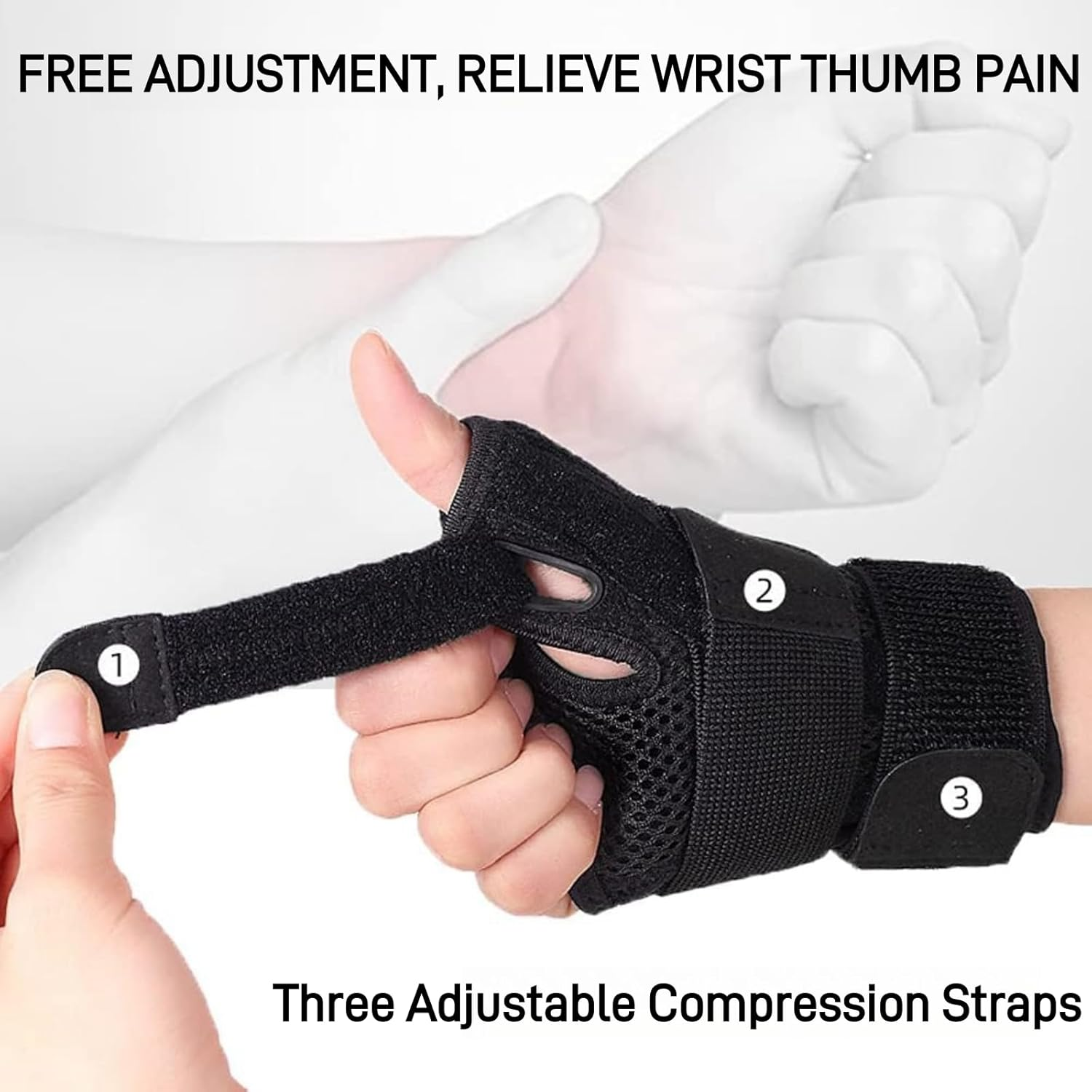 Wrist Brace,Agemin Adjustable Carpal Tunnel Wrist Brace for Fitness,Support Hands,And Relieve Tendonitis,Wrist Pain,Etc.Suitable for Both Left and Right Hands (Regular) image number 4