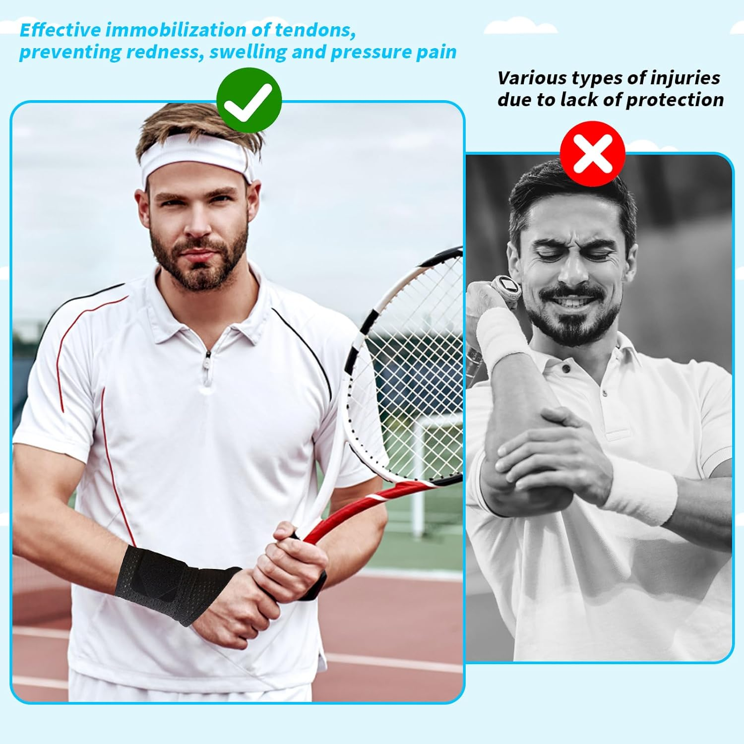 Wrist Bandages Fitness, Breathable Bandage Wrist for Wrist Sprains for Tendonitis or Sports for Left or Right Hand (Black) image number 1