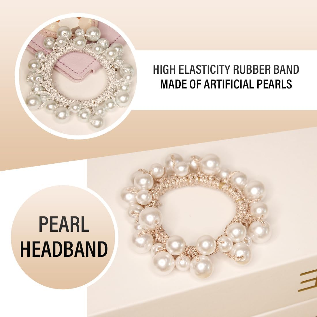 Pack of 3 Hair Bobbles, Pearl Hair Ties, Elastic Hair Tie for Women Girls, Hair Accessories for Women, Girls, Ladies, Children image number 1