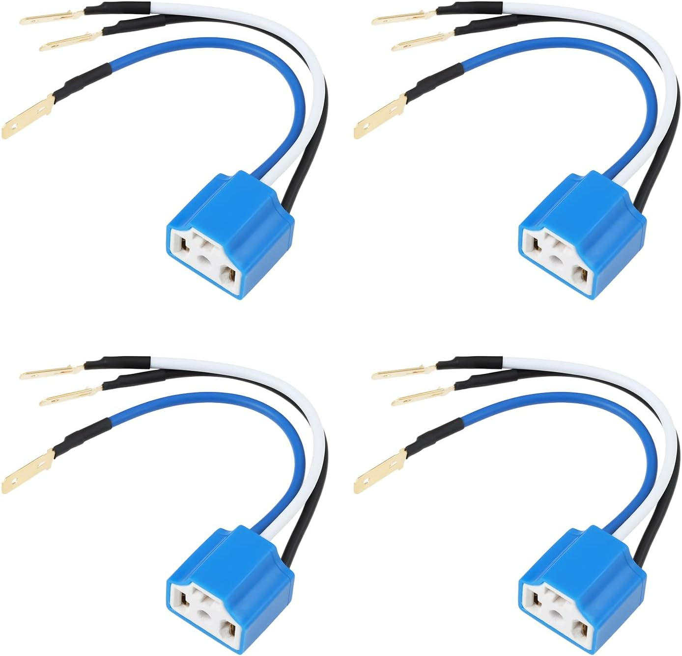 4Pcs 3Pin 12V Headlight Wiring Harness for H4 9003 HB2 Bulb Holder for Car Truck