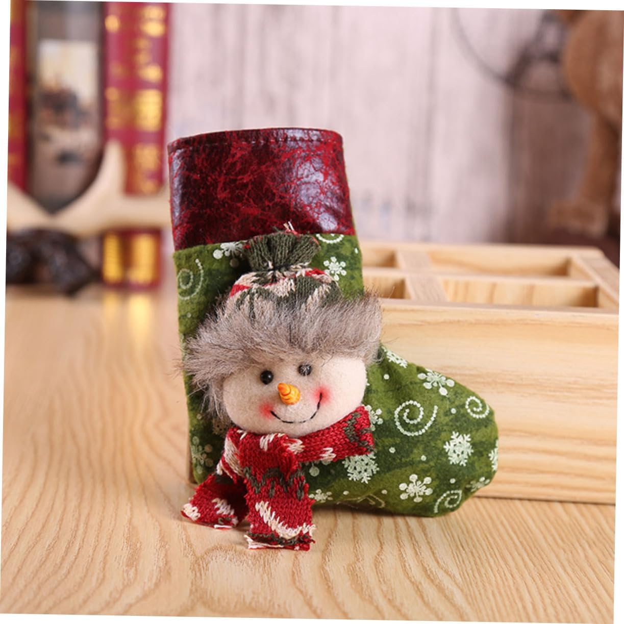 6Pcs Christmas Tree Decorations 3D Santa Claus Elk Snowman Snowflake Gift Stockings Candy Socks Holders Hanging Ornament Party Bags Random Style image number 2