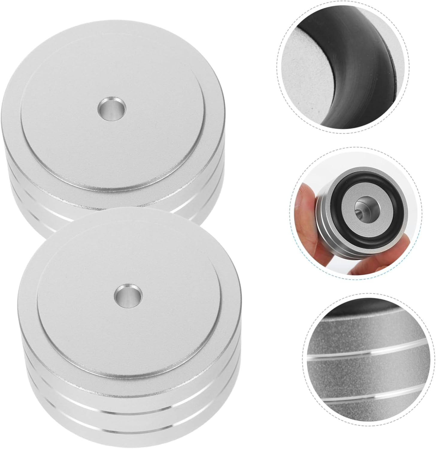 FUNNETOYU 2Pcs Aluminum Alloy anti Vibration Feet Cushions Speaker Isolation Pads for Hifi Amplifier Audio Equipment Silver Small Size Suitable for Home Theater image number 1