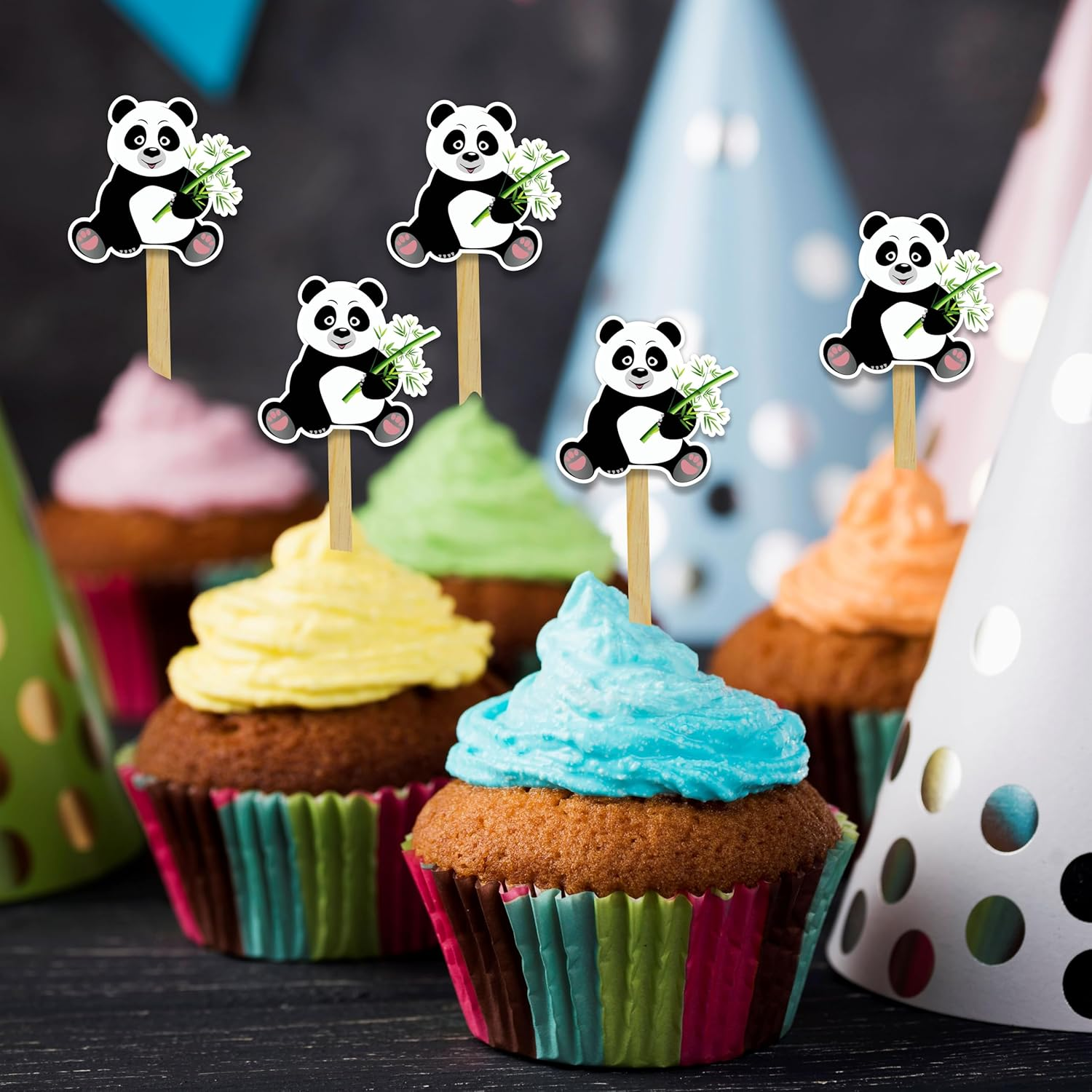 Panda Cupcake Toppers &ndash; Cute Bamboo Forest Animal Party Picks for Kids Birthday, Baby Shower, Zoo Theme, or Animal Lover Celebration D&eacute;coration image number 6