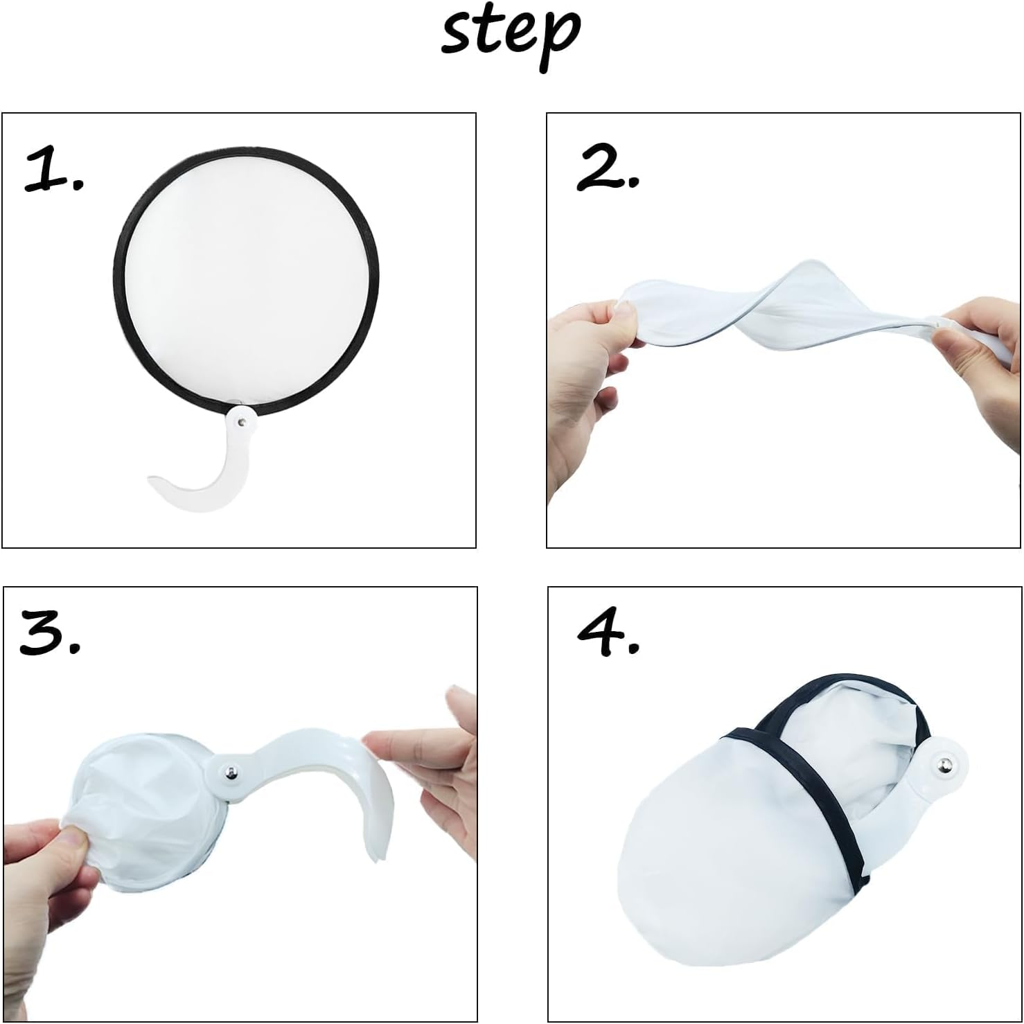 2 Pcs Foldable Fan,Handheld round Folding Fan,White Hand Held Fans，Plastic Mini Fan for Wedding, Home Decoration,Children'S Painting Diy,Dancing Party Summer Performance image number 2