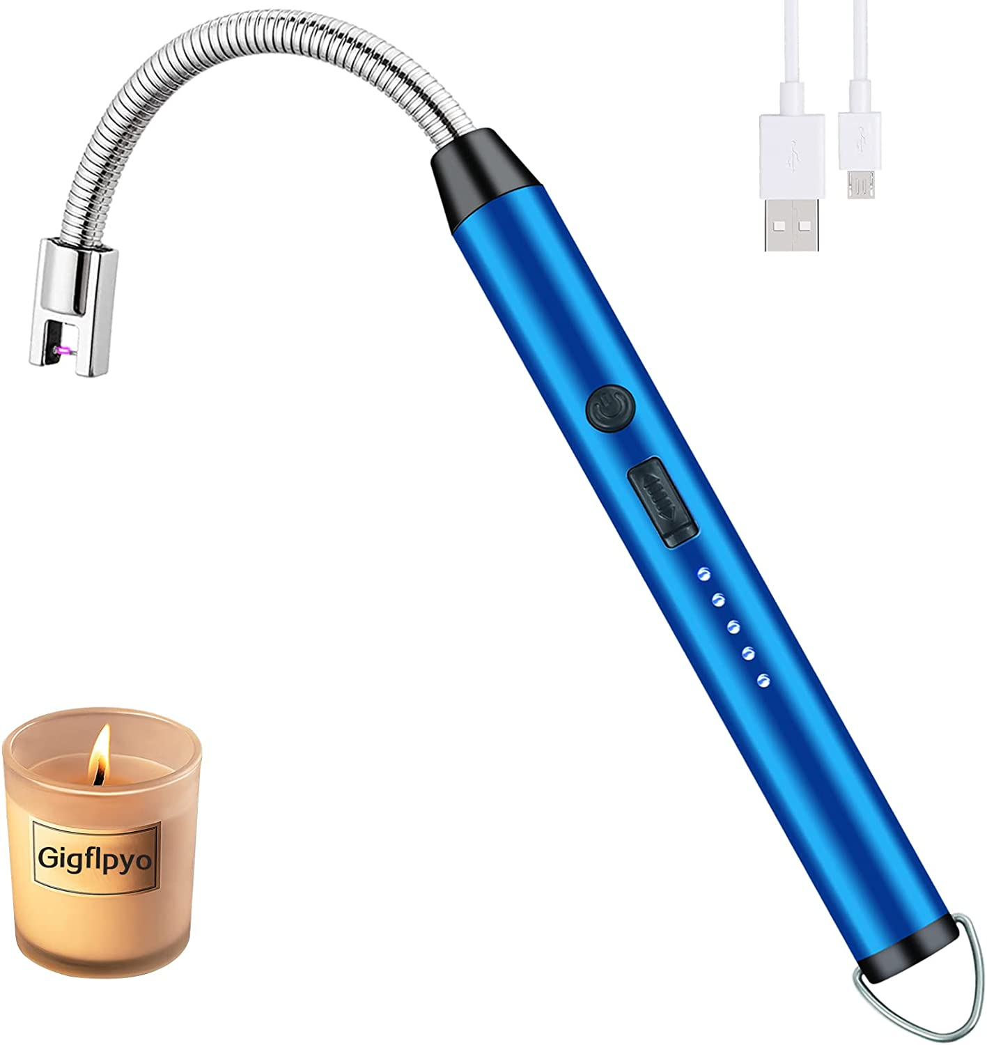 Candle Lighter Electric Arc Lighter USB Rechargeable with 360&deg; Flexible Neck, Gigflpyo Flameless Portable Windproof Plasma Lighters for Home Kitchen Cooking Outdoor BBQ Camping Stove (Rose Gold)