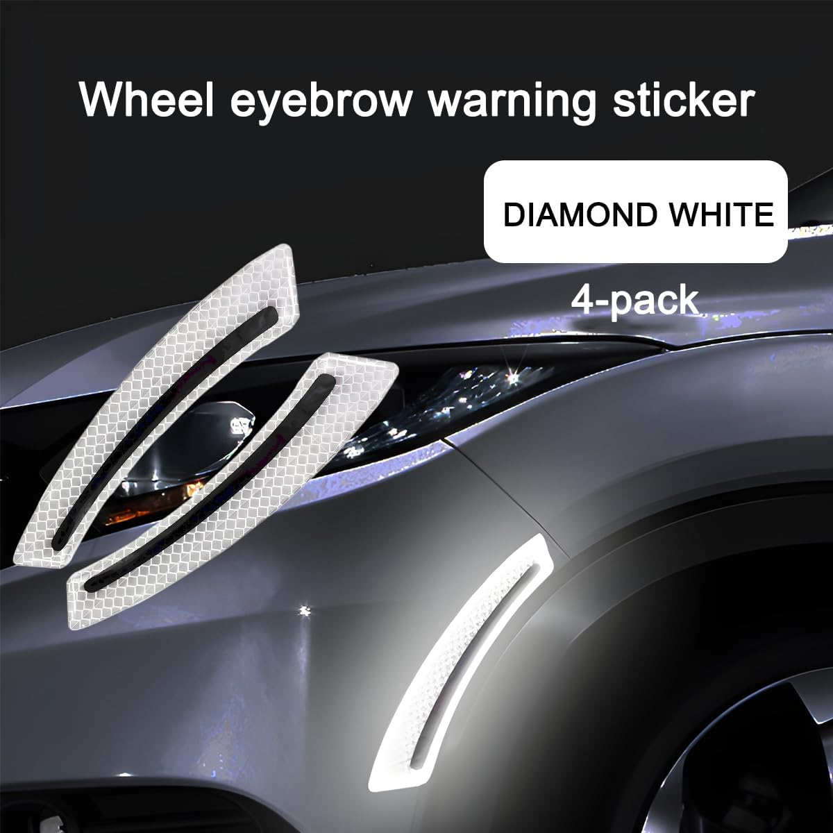4PCS Car Wheel Eyebrow Reflective Stickers, Waterproof Anti-Scratch Auto Bumper Fender Safety Reflector Guard Strips Trim Side Marker, Vehicle Exterior Accessories, Universal Fit（White） - Red image number 5