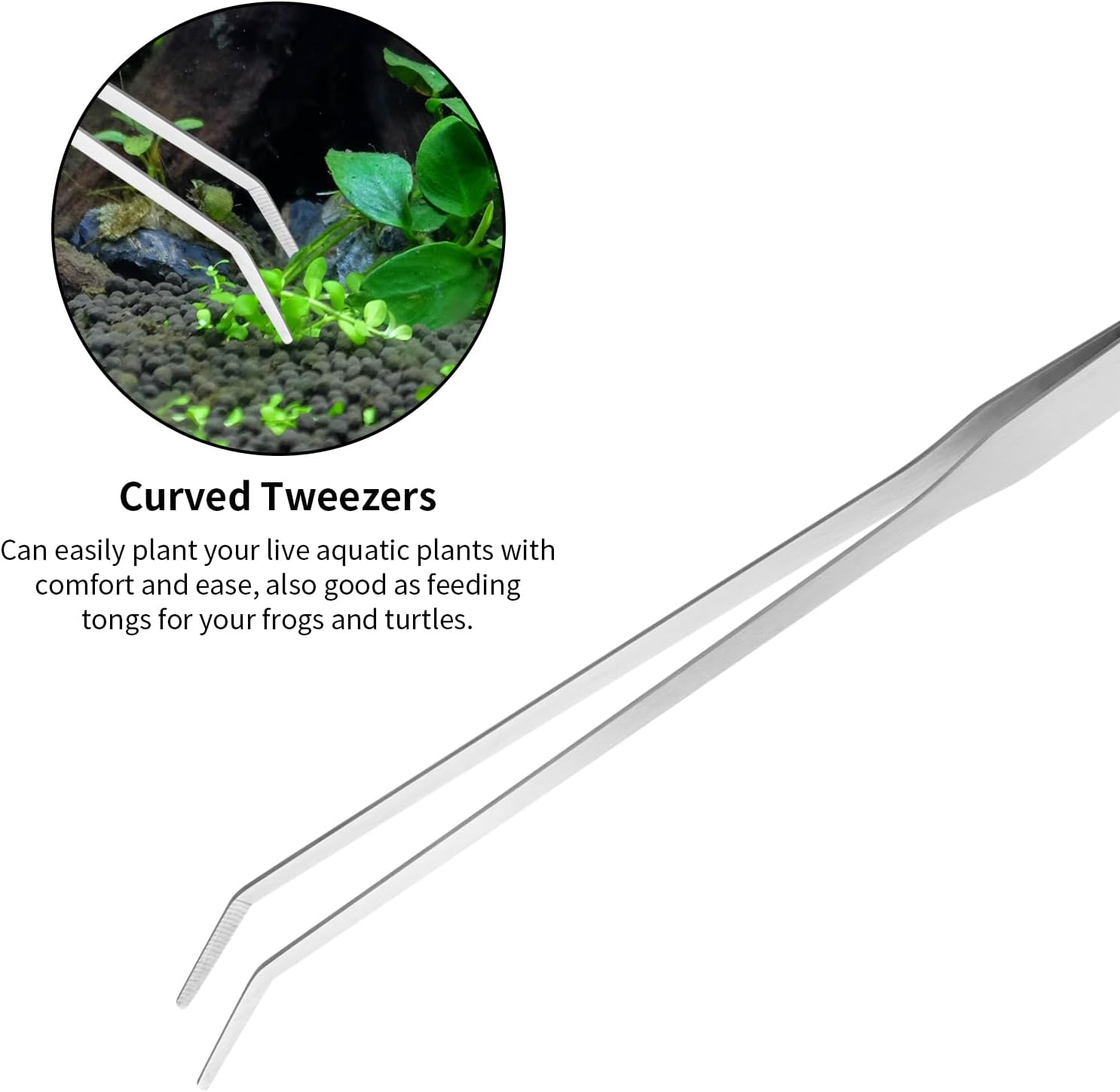 Ohtomber Aquascape Tools Aquarium Kit - 4PCS Terrarium Supplies Include Long Tweezers for Terrarium, Feeding Tongs, Aquarium Scissors, Algae Scraper for Fish Tank Cleaning Plant Trimming image number 4