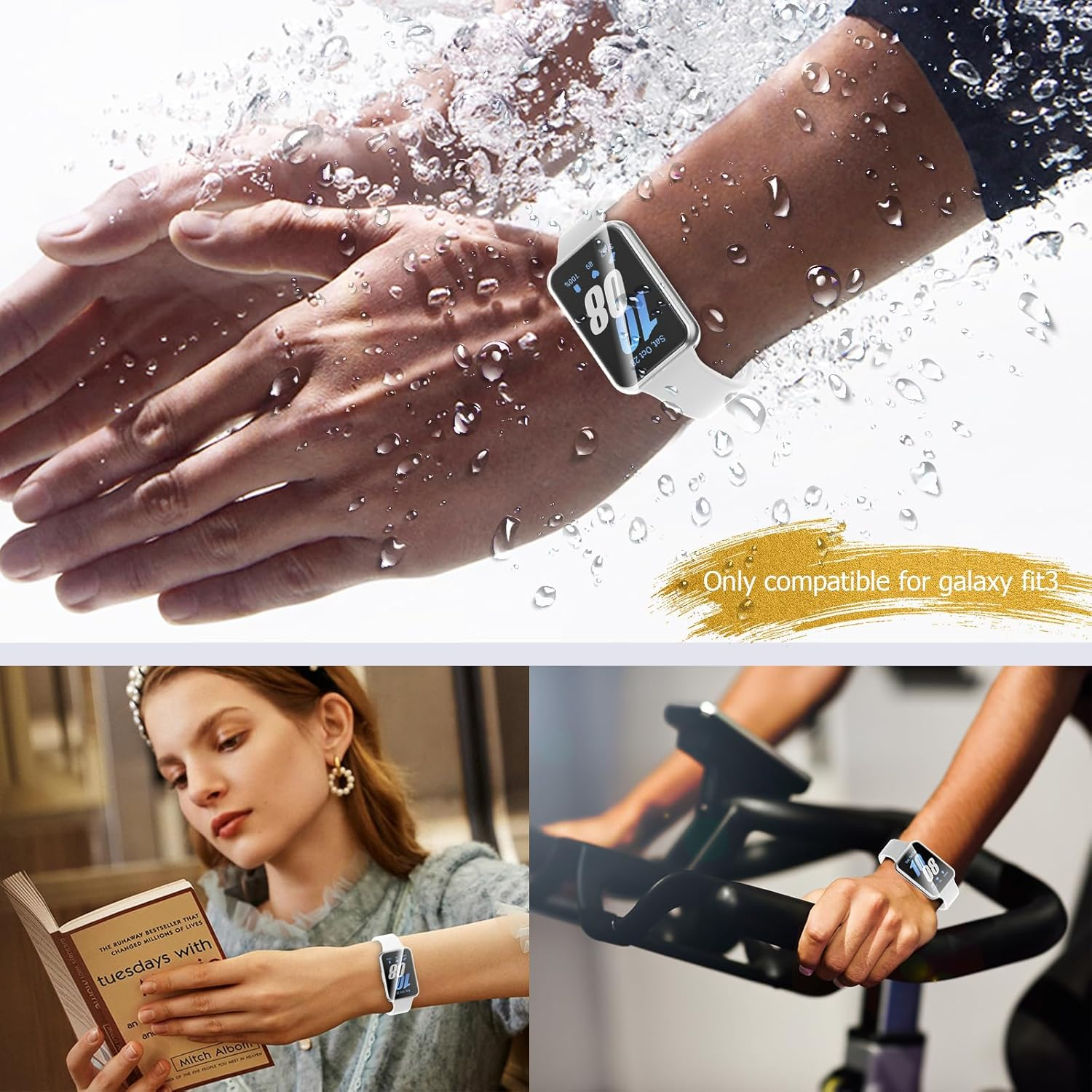 KIKISML 2 PCS Screen Protectors Compatible with Samsung Galaxy Fit 3, Full Protective Ultra Slim Soft TPU Case Cover Compatible with Samsung Galaxy Fit 3 (Clear, Clear) image number 4