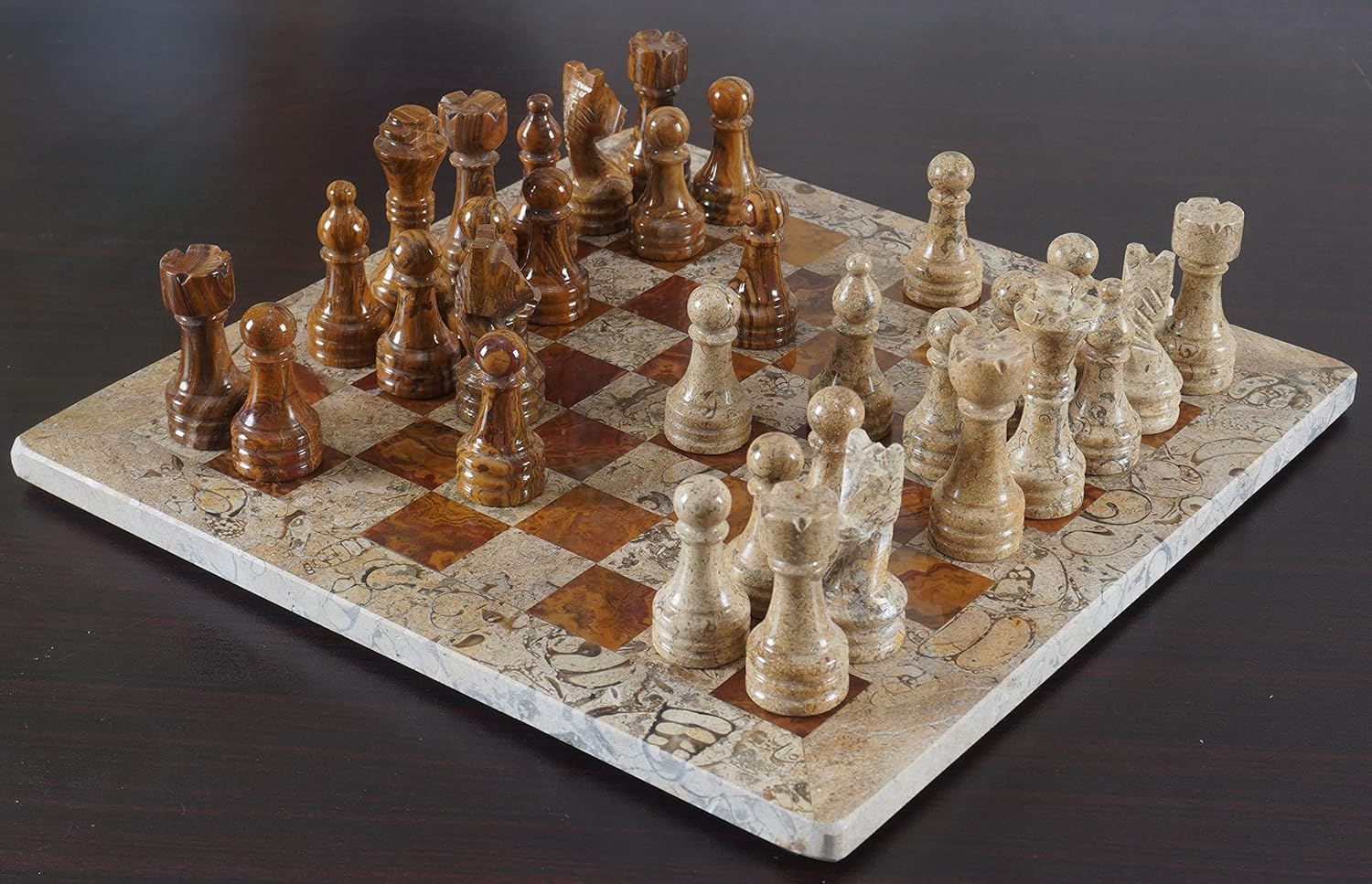 Radicaln Handmade Red and Coral Full Marble Chess Board Game Set - Staunton Marble Tournament Two Players Full Chess Game Table Set image number 4