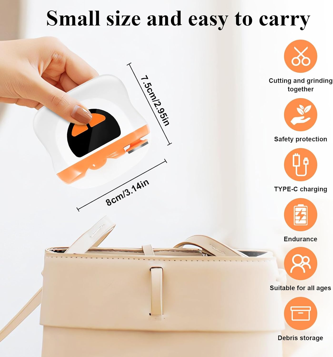 Casmoby Electric Nail Clipper, 3 in 1 Electric Nail Clipper with 3 Speeds & LED Light, Fingernail Trimmer and Polisher with Nail Scraps Storage, USB Rechargeable Suitable for Kids, Adults, Senior image number 6