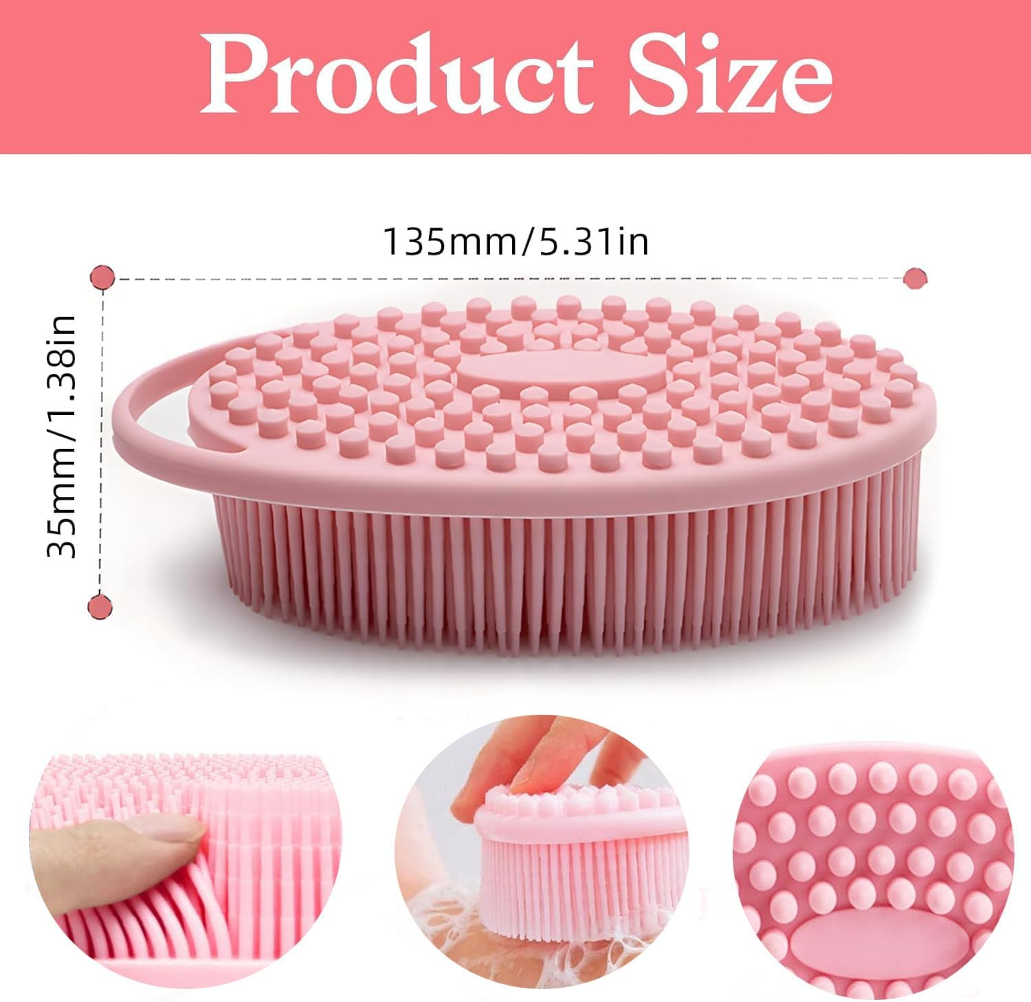 2Pcs Soft Silicone Body Scrubber,Gentle Exfoliating Body Scrubber and Lather Well,Silicone Loofah Body Scrubber Fit for Sensitive and All Kind Skin(Blue and Pink)