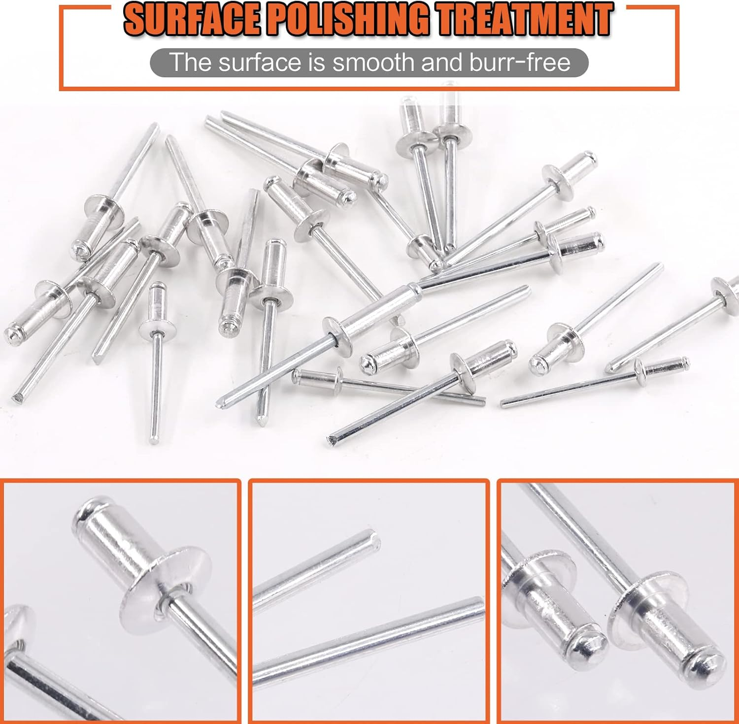 Tanstic 495Pcs 9 Sizes Aluminum Rivets Assortment Kit, M3.2 M4 M4.8 Blind Rivets, Pop Rivets with Storage Case (Silver)