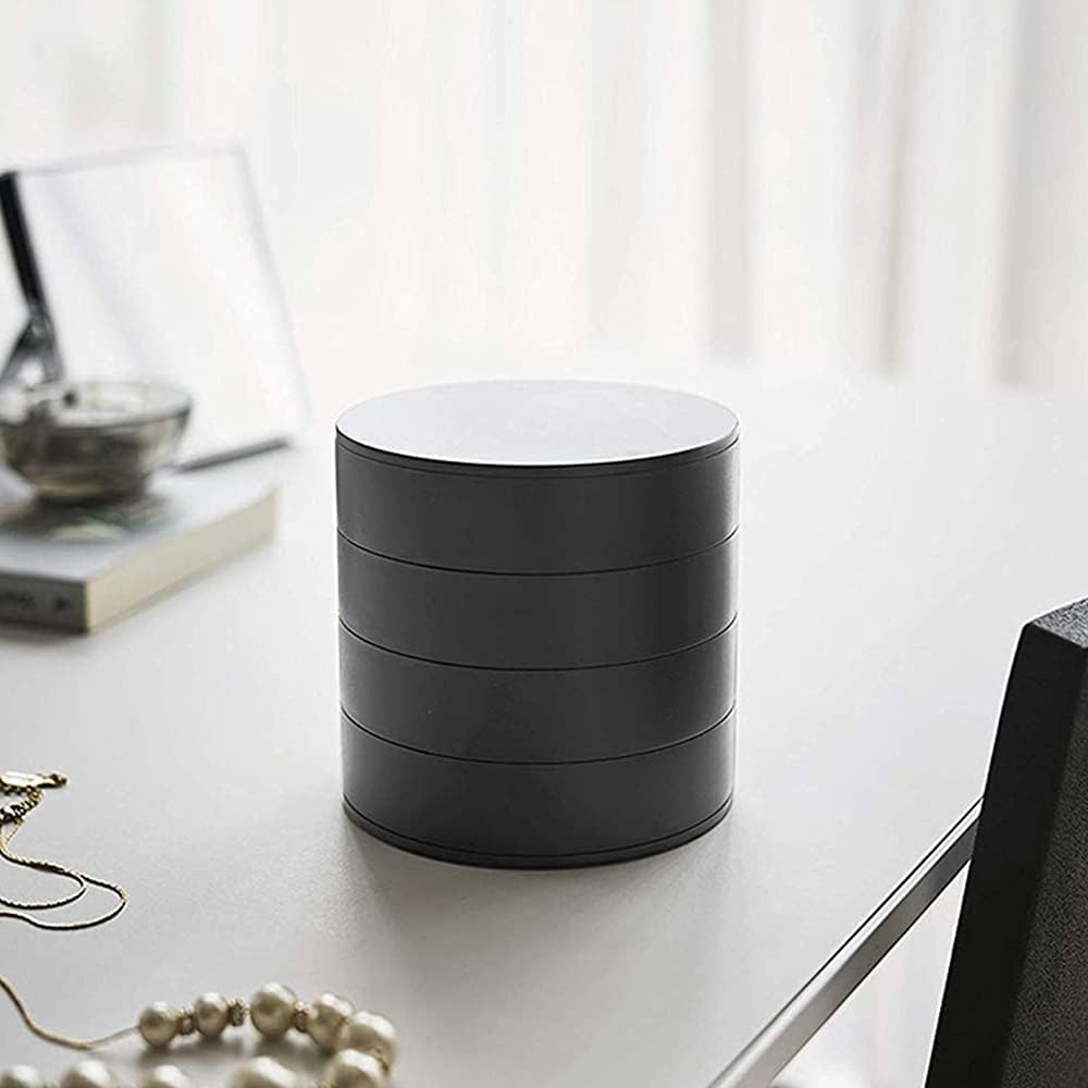 Jewelry Organizer 4-Tier Showcase Storage Box Rotating Holder for Women Bracelets Rings Bracelets Earrings (Black) - Black image number 4