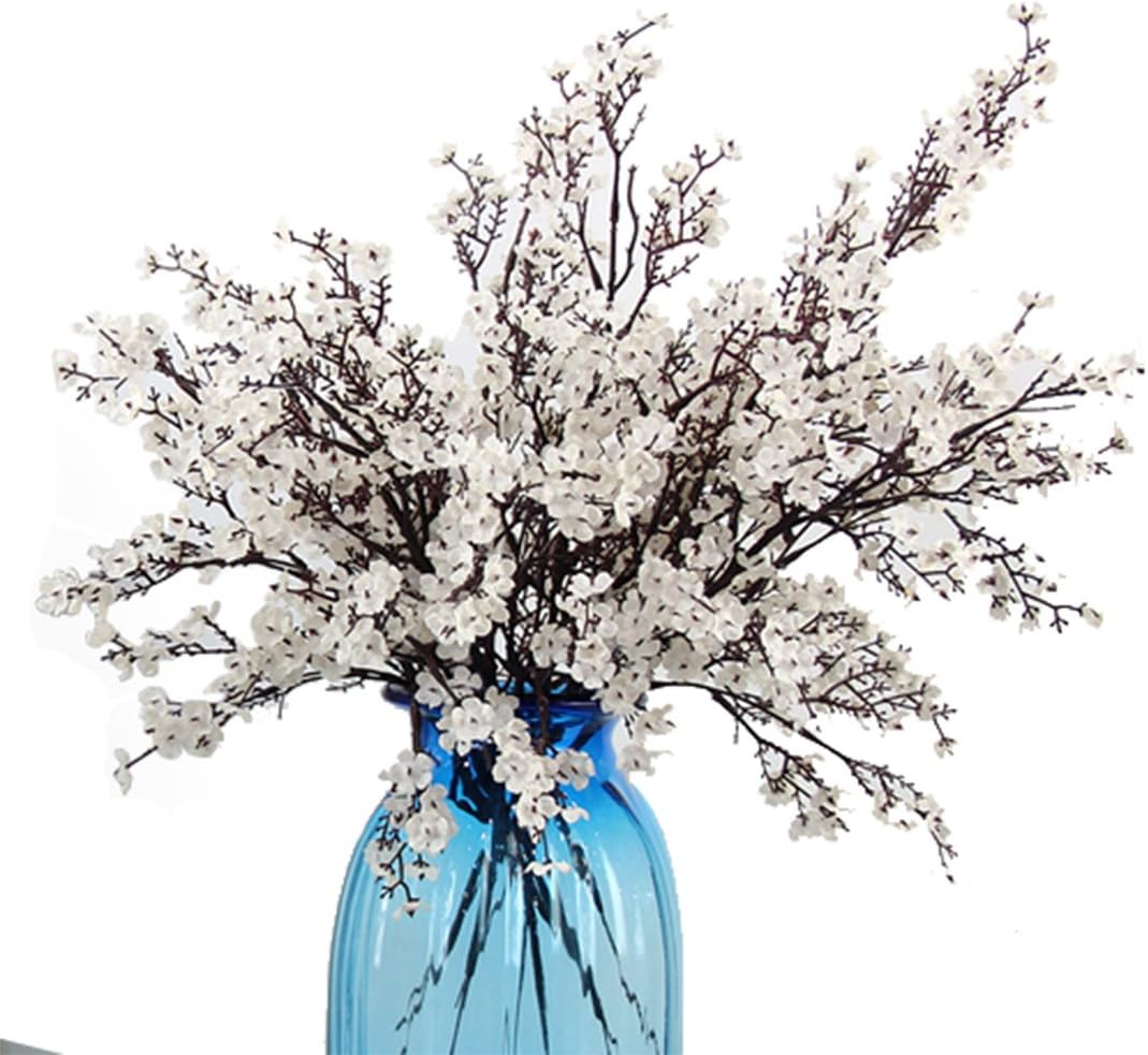 Jaky-Global Babys Breath Fabric Cloth Artificial Flowers 6 Bundle European Fake Silk Plants Decor Wedding Party Decoration Bouquets Real Touch DIY Home Garden(White) image number 4