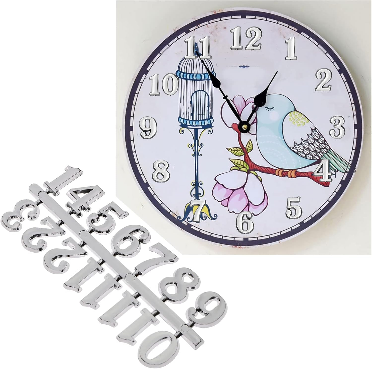 SING F LTD 12Pcs Clock Numerals Kit Clock Numerals Accessories Roman Numerals Arabic Number in Black Silver Gold DIY Digital Clock Numbers for Home Art Decor image number 6