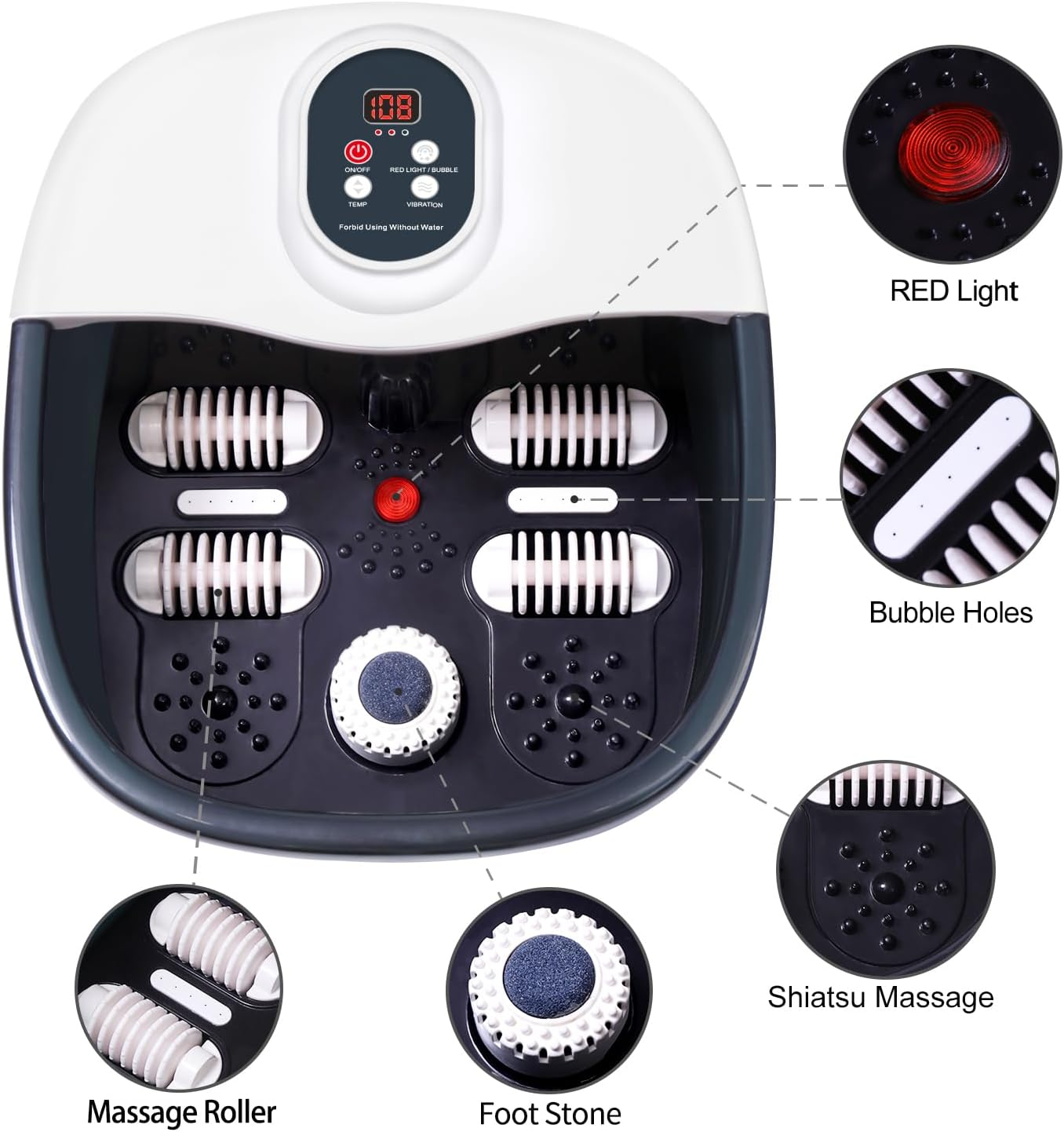 Foootcu Foot Spa Bath Massager with Heat Bubbles and Vibration Massage and Jets, Pedicure Foot Spa Tub of 16 OZ Lavender Epsom Salt, Foot Soaker with Temperature Control image number 2