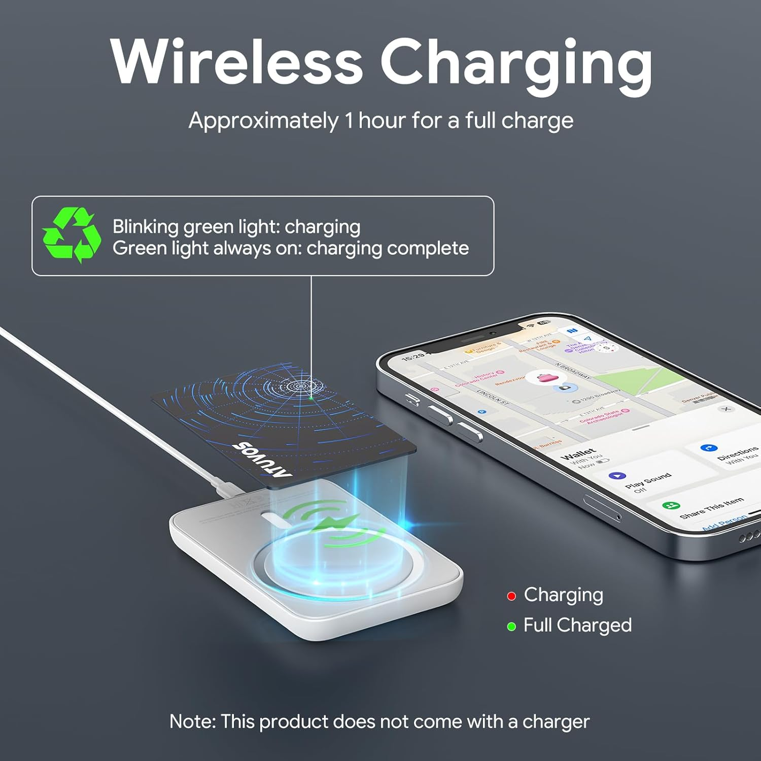 ATUVOS Dual System Ari Tag Card Tracker,Thin 0.16Cm,(Wireless Charging) ，Bluetooth Item Finder Compatible with Android Google Find Hub or Ios Apple Find My App, Locator Suitable for Suitcases,Wallet image number 4