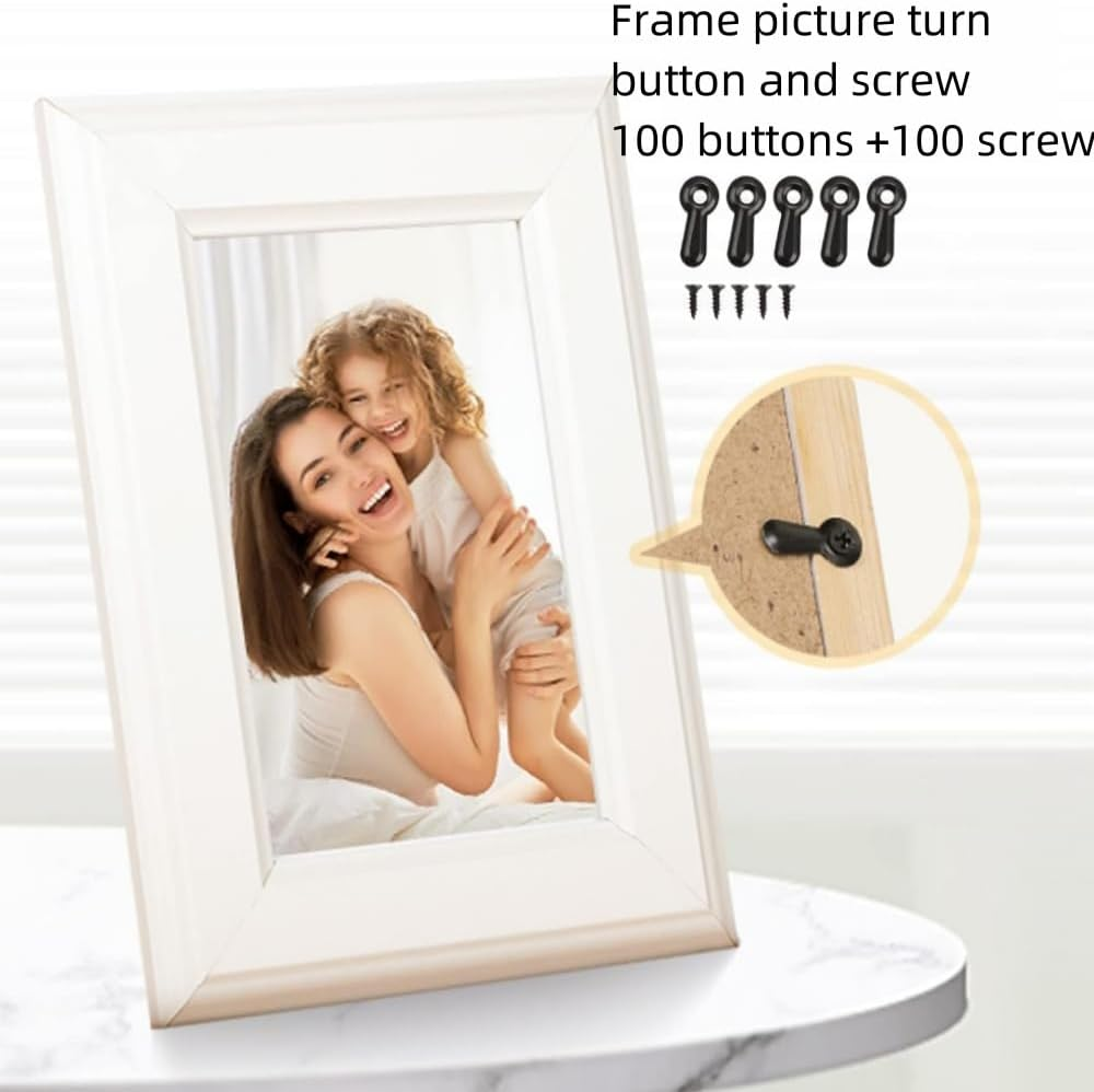 200 Pcs Picture Frame Turn Button Fasteners Set, Metal Picture Frame Hardware Backing Clips with 100 Pieces Screws for Hanging Pictures, Craft, Photos by DACUAN (Black) image number 3