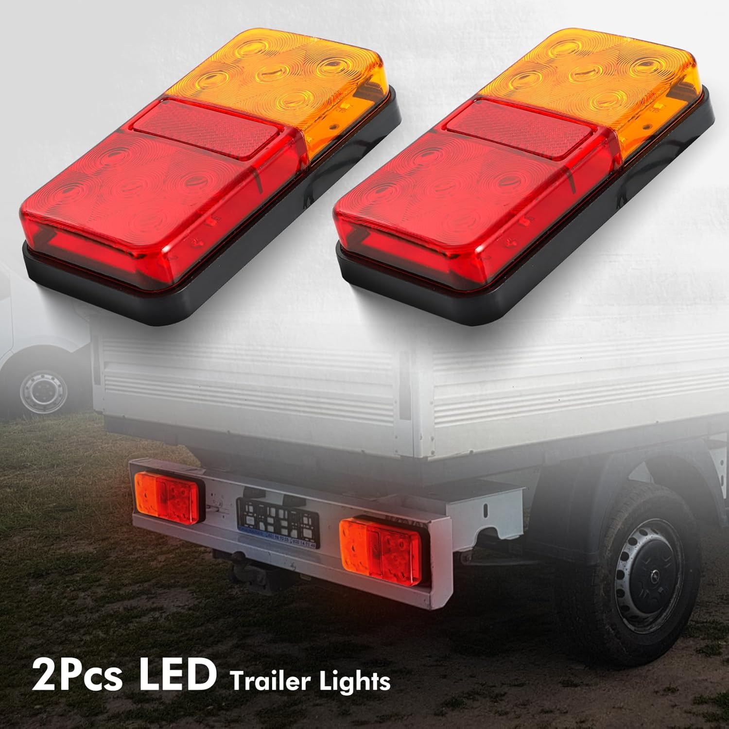4 Pack 10-LED Trailer Tail Light Kit, 8M 5 Core Cable, 7 Pin Flat Plug for 10-30V UTE Caravan Trailer image number 5